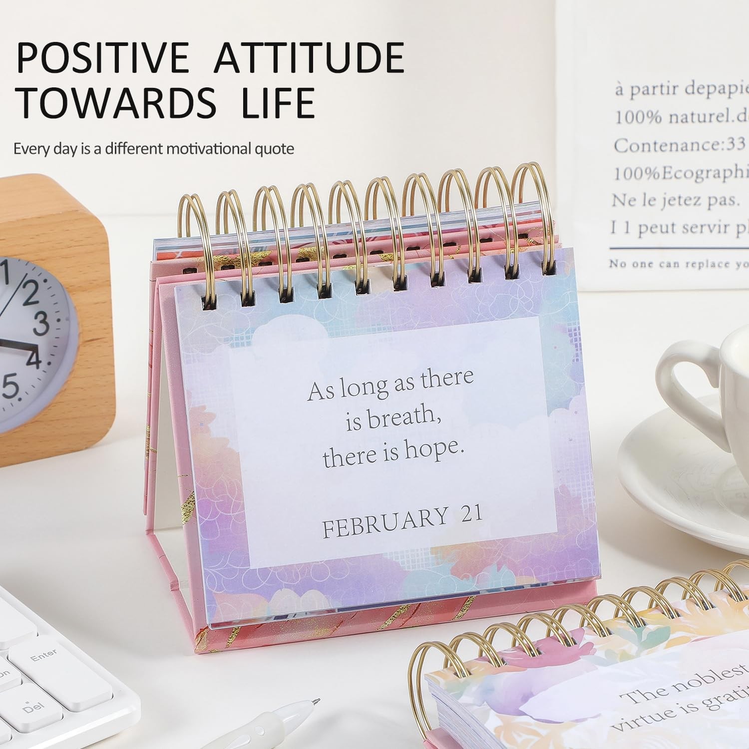 Daily Flip Calendar with Inspirational Quotes – Motivational Flowing gold
