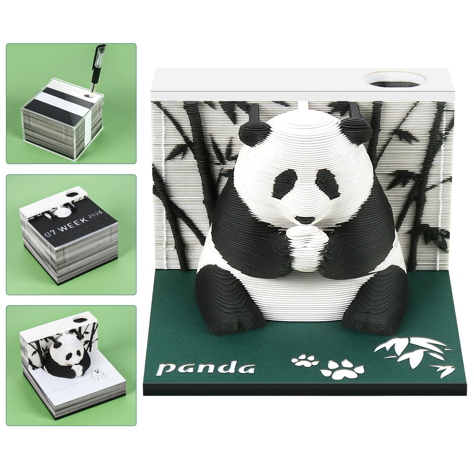 Time Piece Calendar 2026, 3D 2026 Artsy Pads, Timepiece Panda-shaped