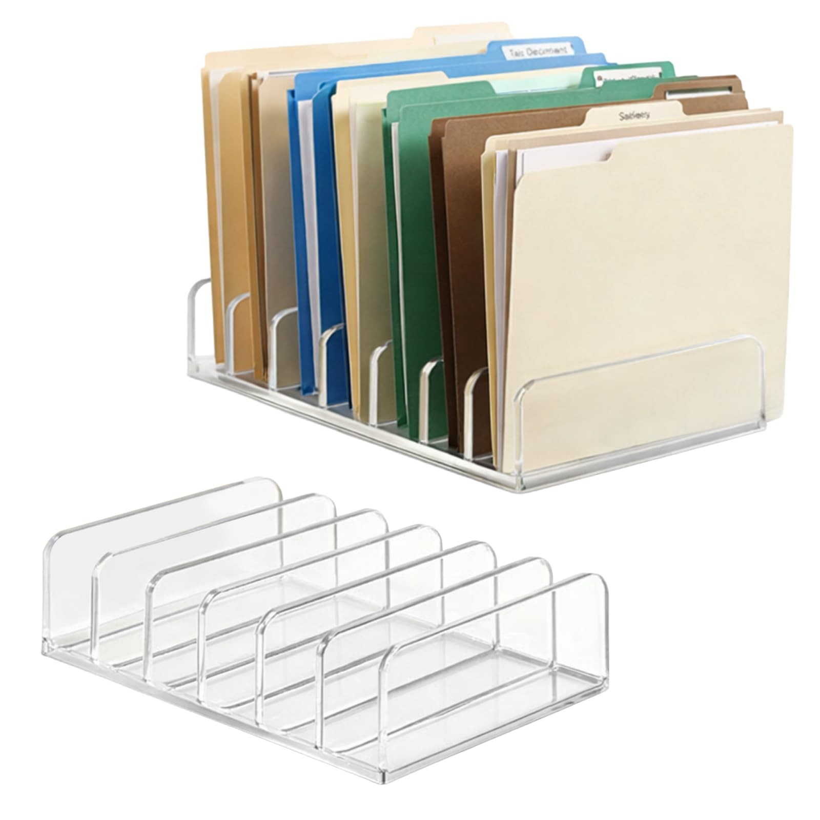 2 Pcs Acrylic File Organizer,7 Slots Desktop Sorter Clear/Transparent