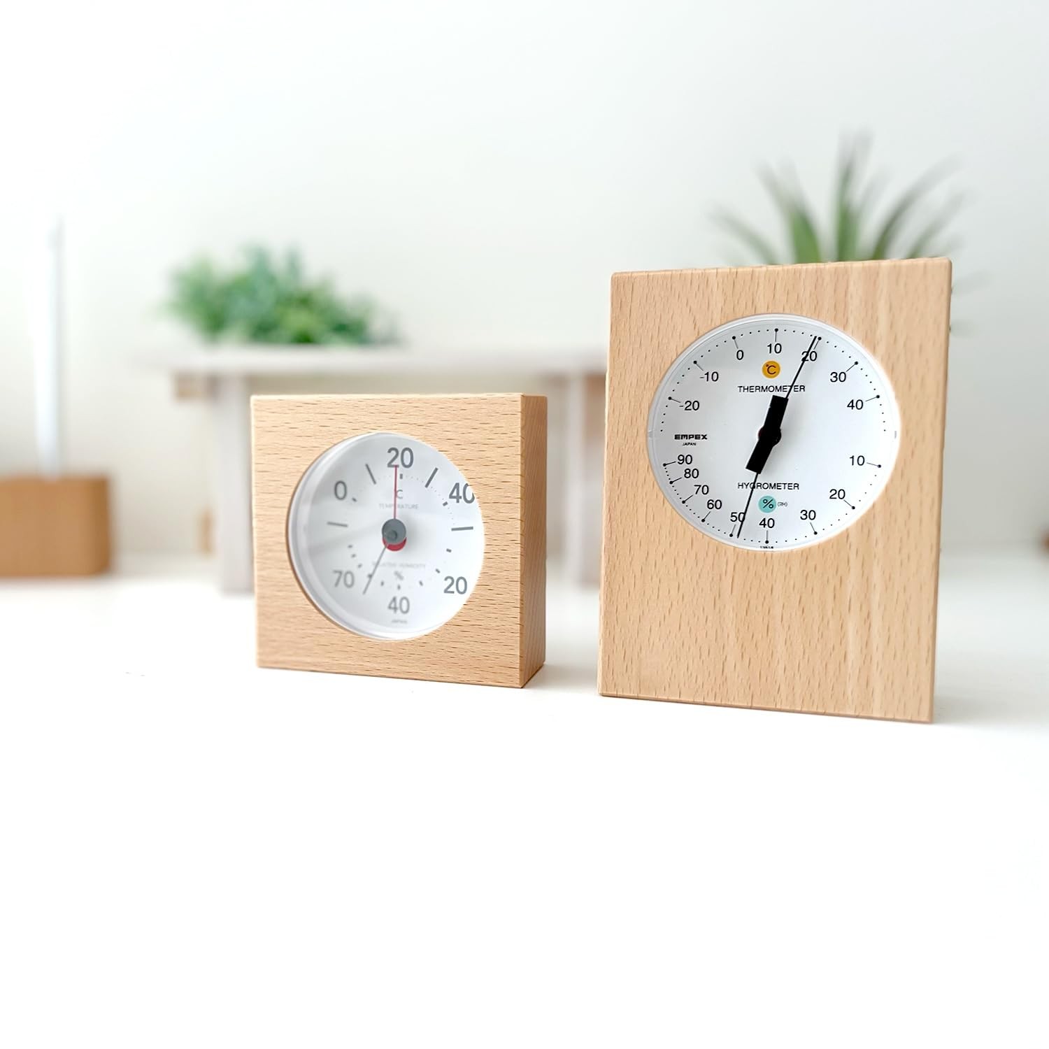 KATOMOKU Hygrometer Natural Square Wooden Wall & Desk Japan