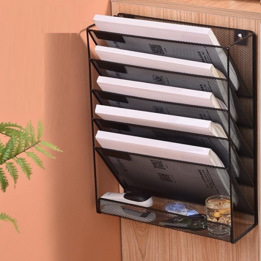 Kuntine.B 6-Tier Wall File Organizer Hanging 6 Tier & No Hangers, Black