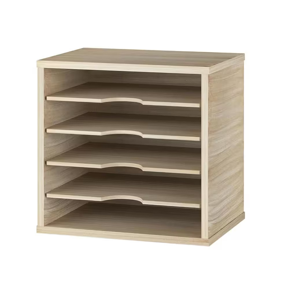 Natural 13.6 In. X 12 In. Wood Modern Desk File Organizer