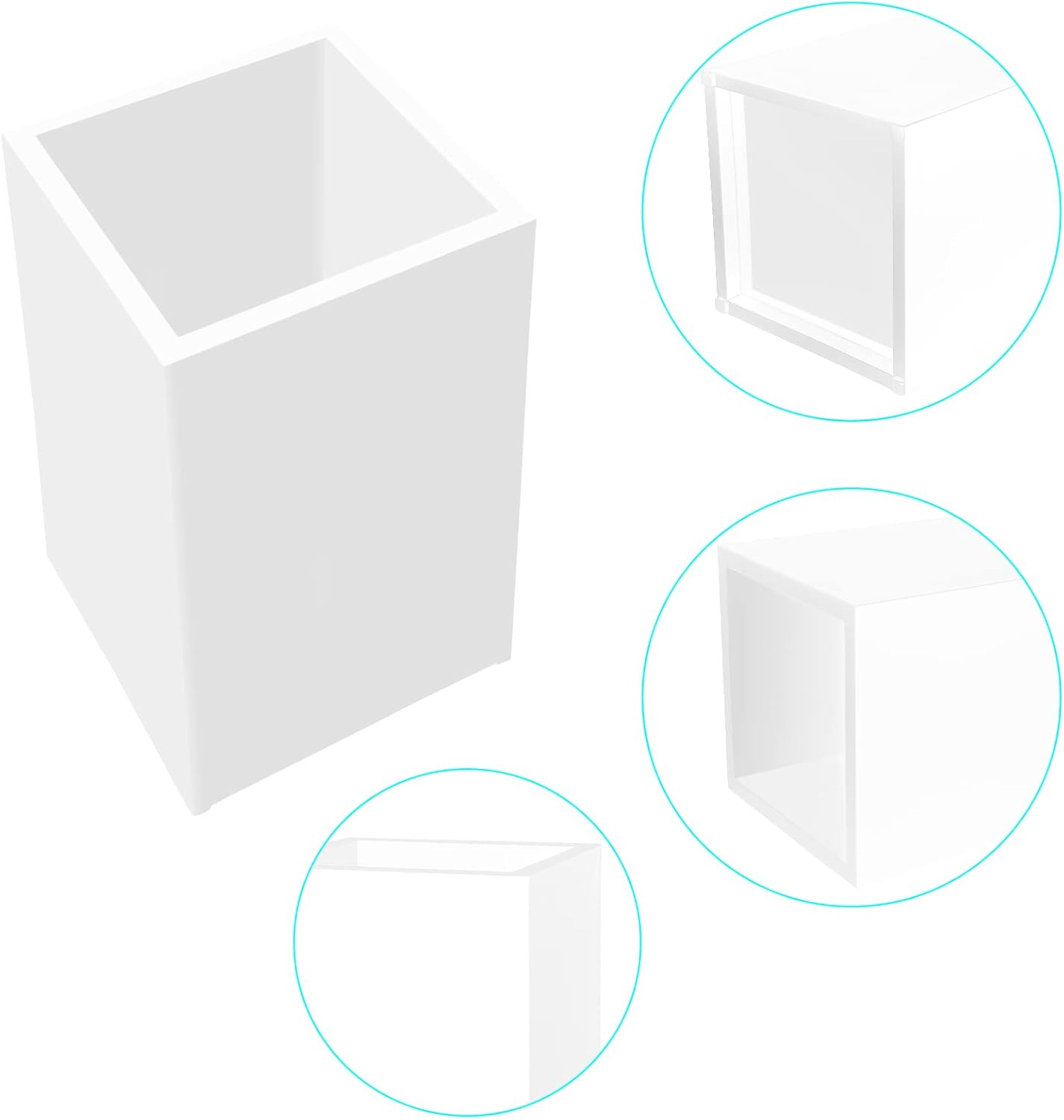 White Acrylic Pencil Pen Holder Cup 2 Pack,Desk Accessories Holder,Makeup Brush
