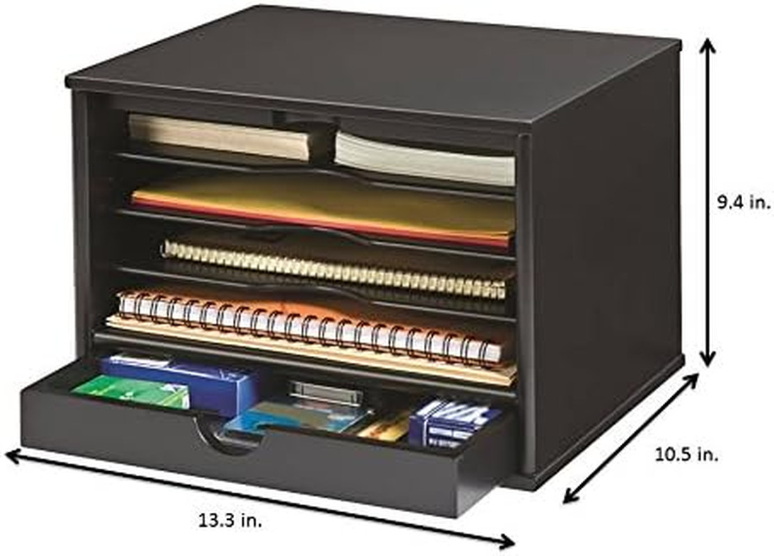 Wood Midnight Black Collection, 4-Shelf Desktop Organizer, Black, (4720-5)