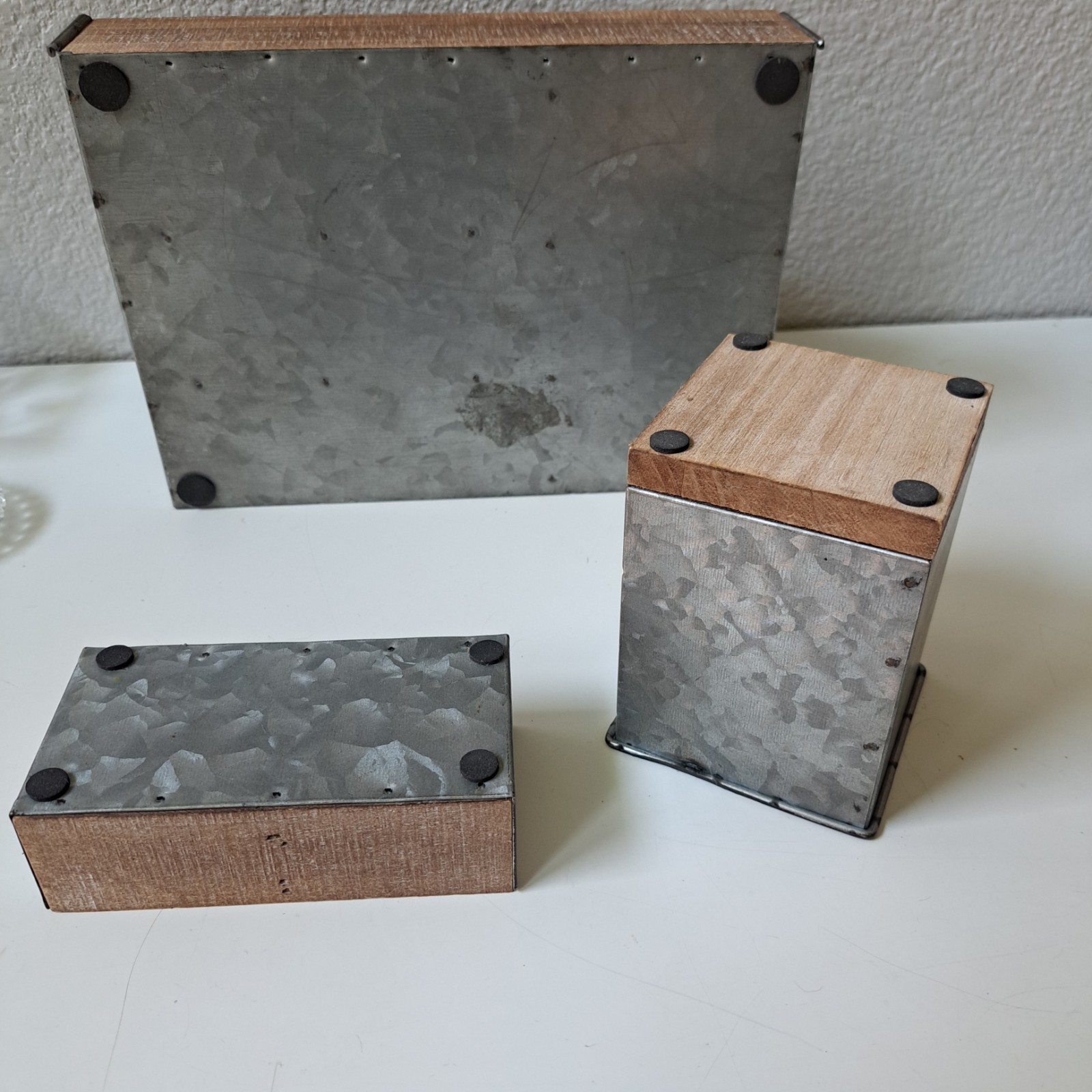Galvanized Metal Desk Organizer Set- 3 pc. Rustic Mail Organizer For Desktop NEW