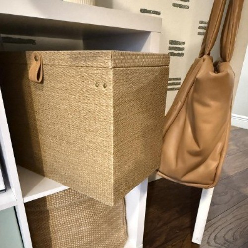 Woven File Box Taupe – Threshold: Office Desk Organizer, Supplies Holder