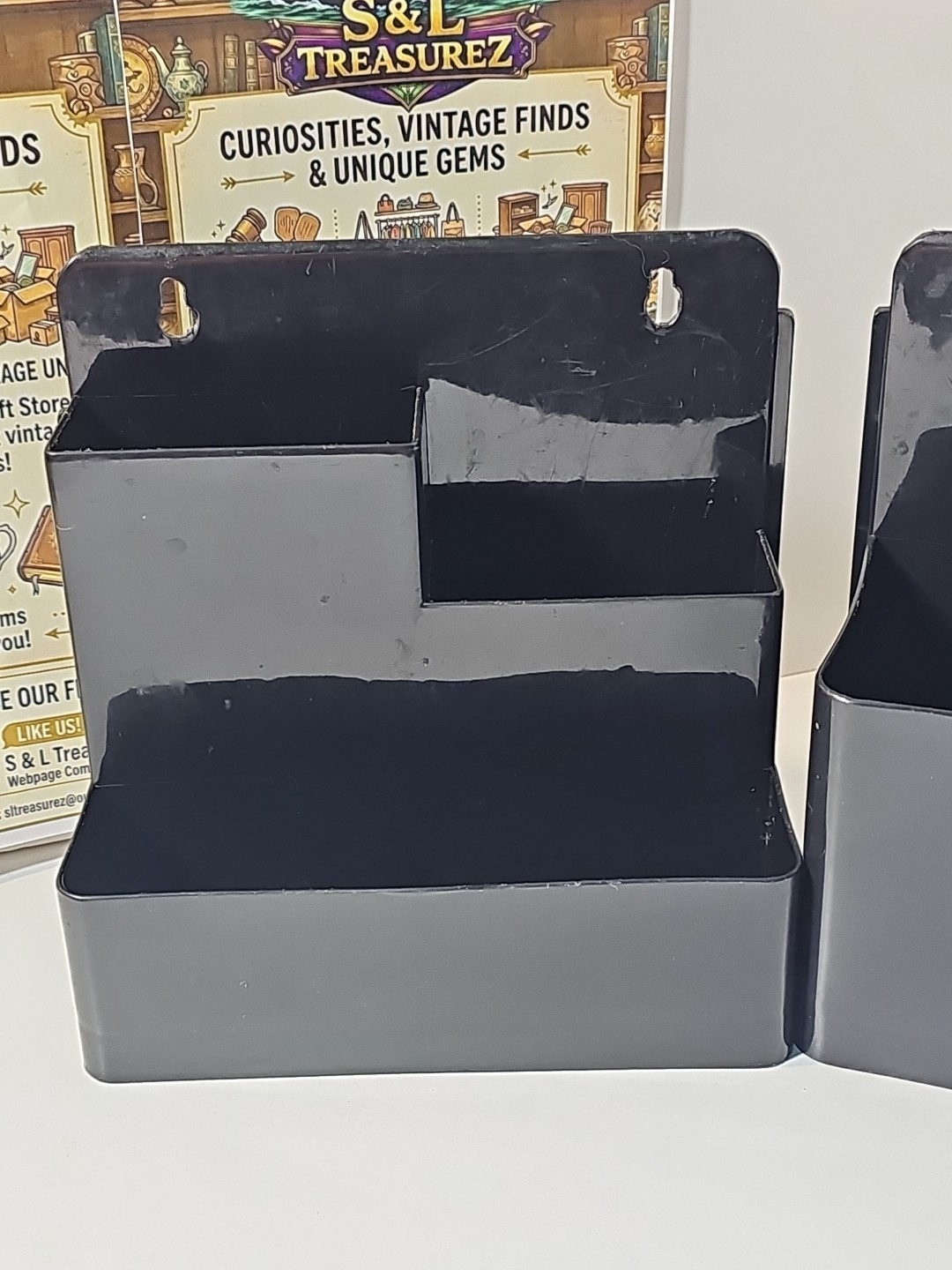 black acrylic multi-compartment organizer X 2