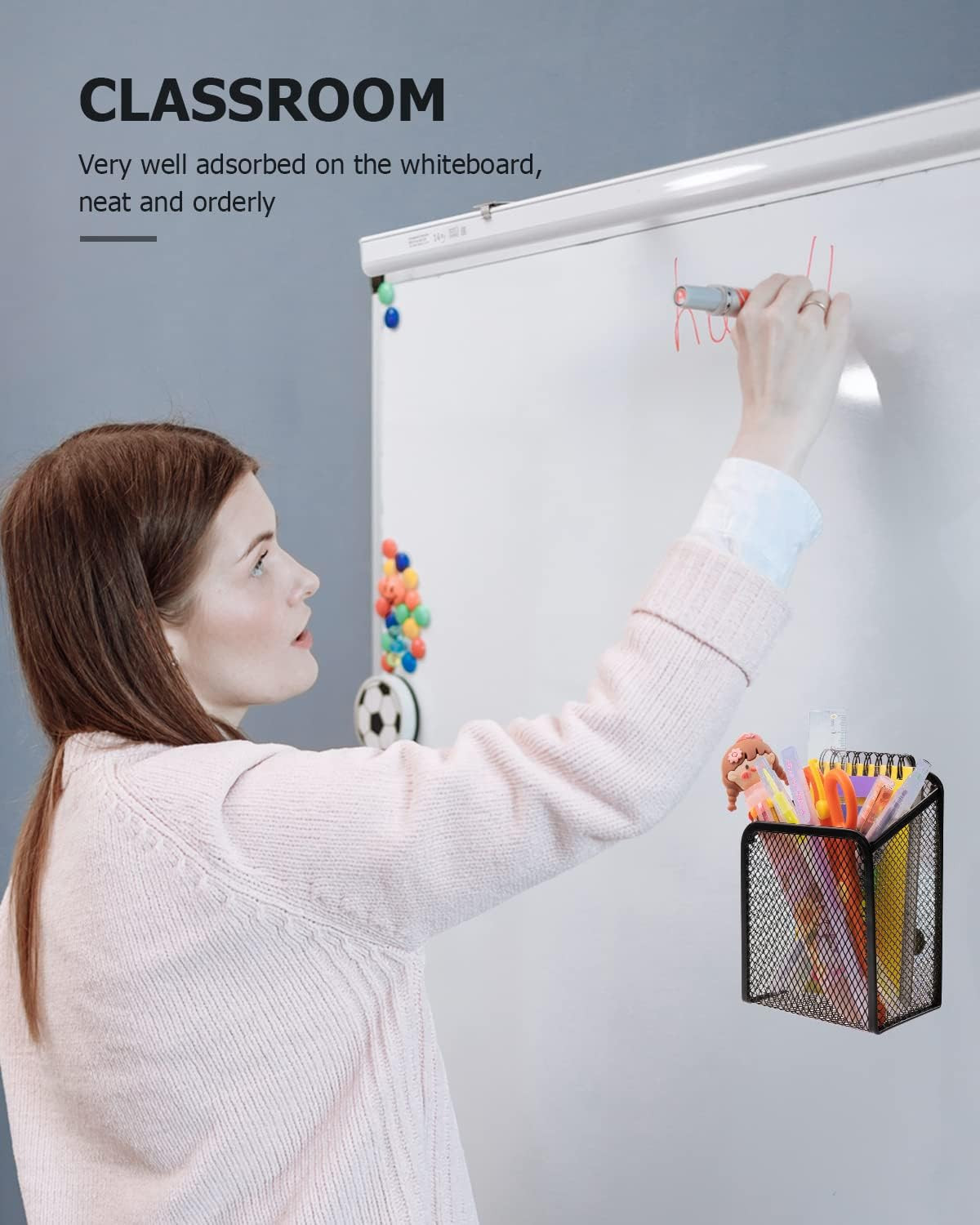 Large Magnetic Pen Holder 2 Pack Magnetic Basket 8 Strong Magnet Pencil Holders