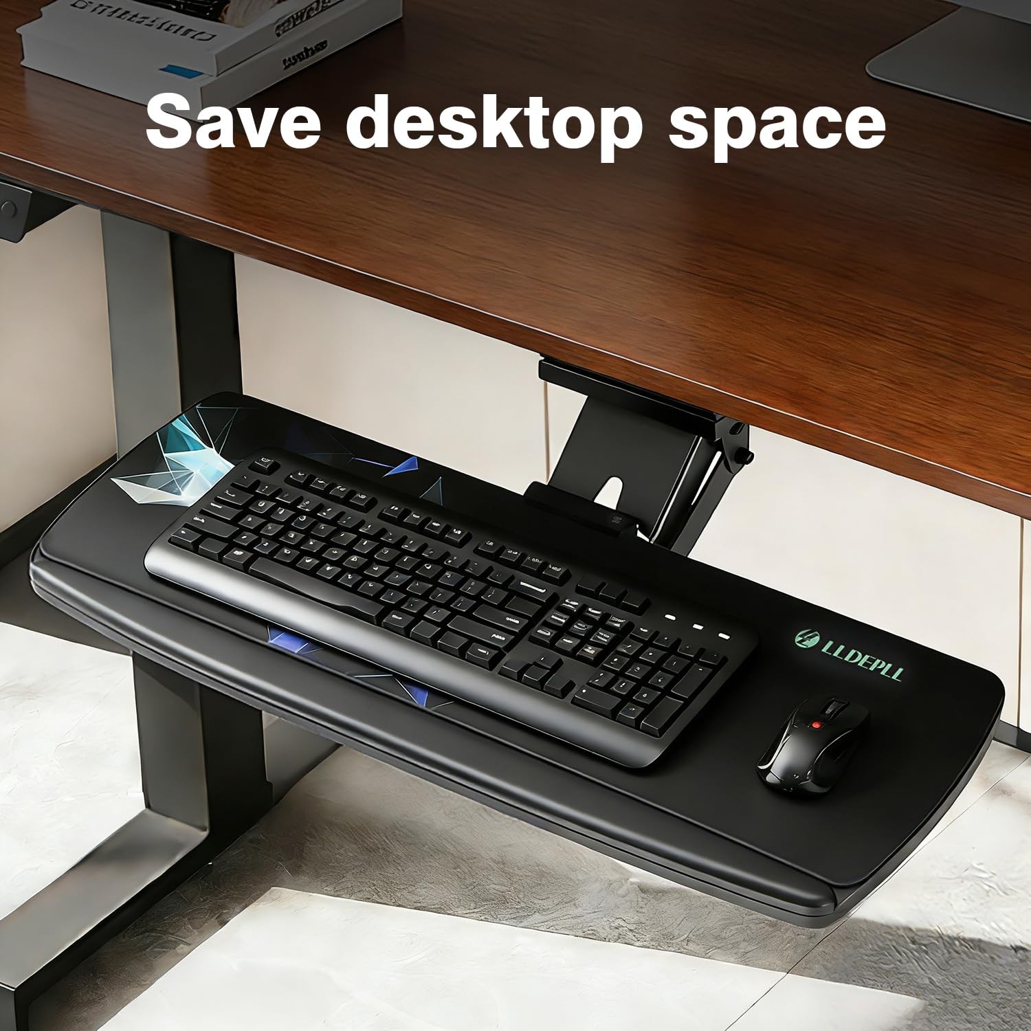 Keyboard Tray Under Desk with Storage Drawer, Height Adjustable 25” Length