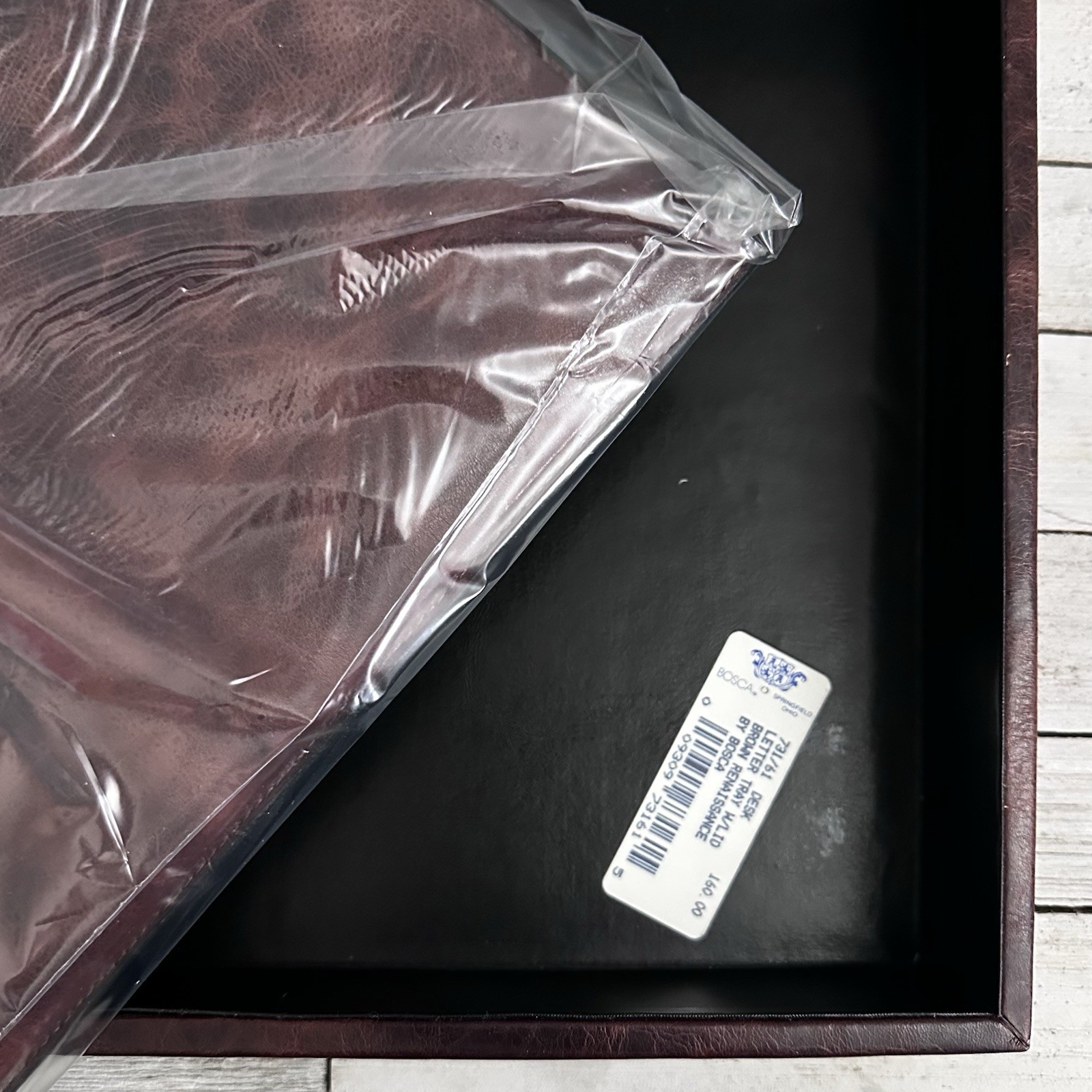 Bosca American Renaissance Vintage Leather Letter Tray w/ Lid Paper Weight NOS