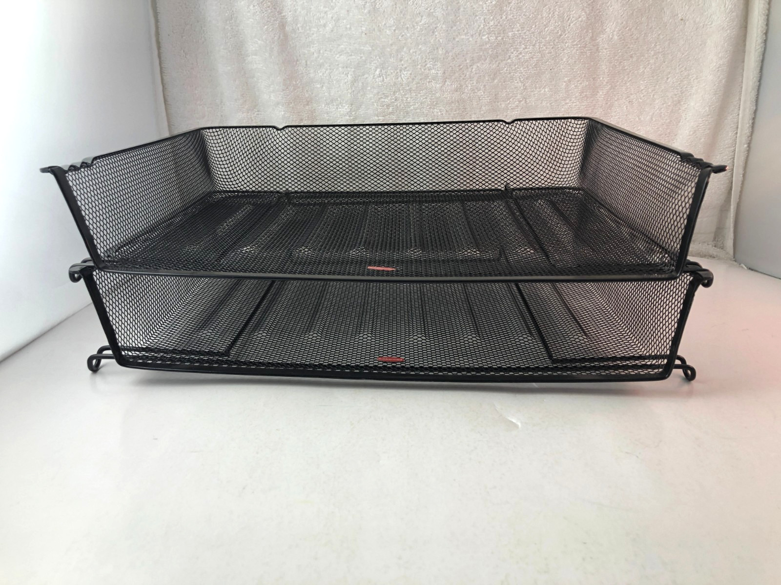 Stackable Metal Mesh Paper Trays Desktop Organizer File Storage Office 2 Pcs.