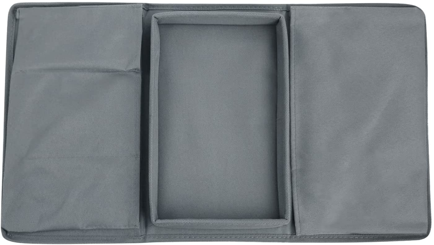 Sofa Armrest Organizer with Top Tray for Couch Recliner, 5 Pockets TV Grey