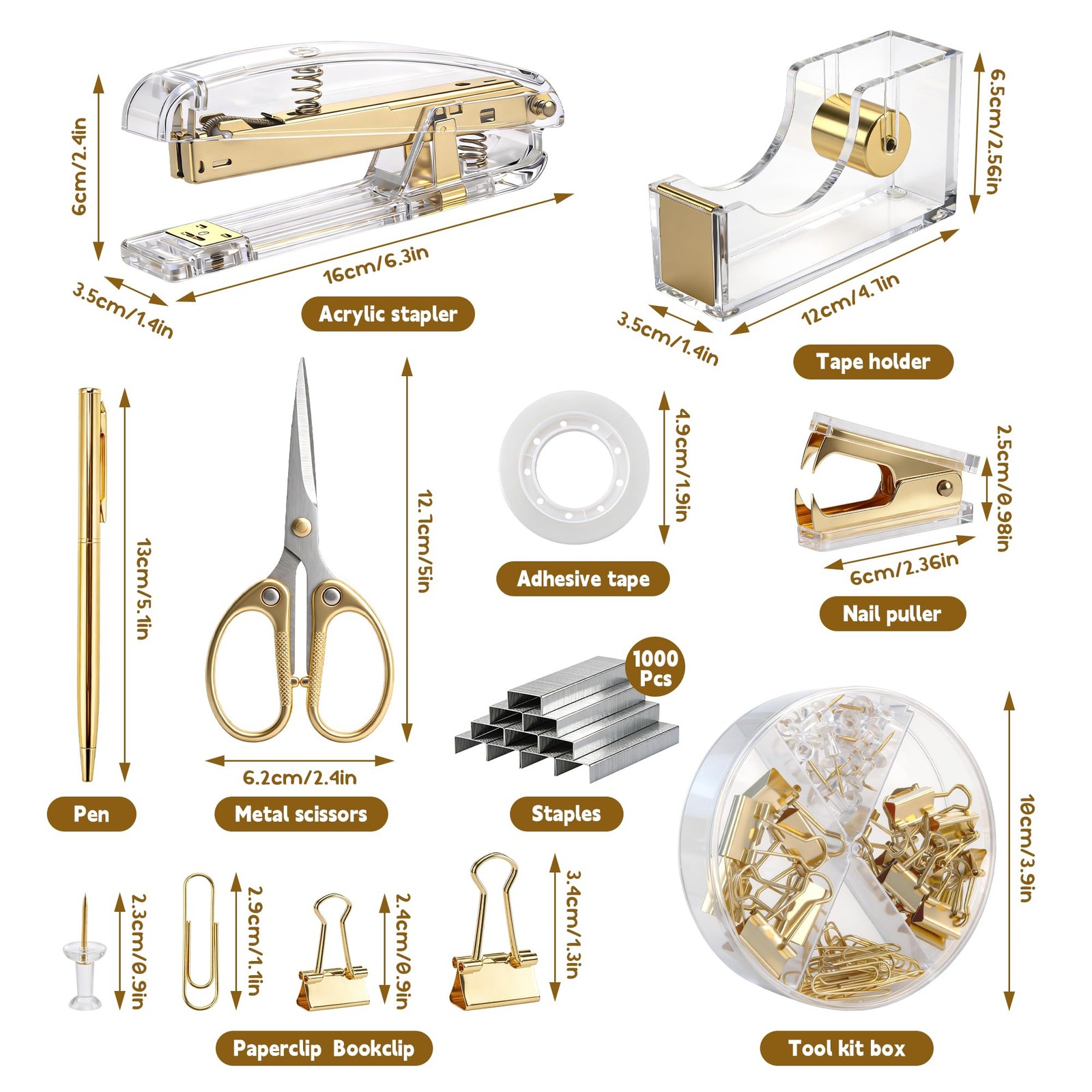 11 Pcs Acrylic Office Supplies Set Clear Desk Oganizer Kit include 2 Ballpoin…