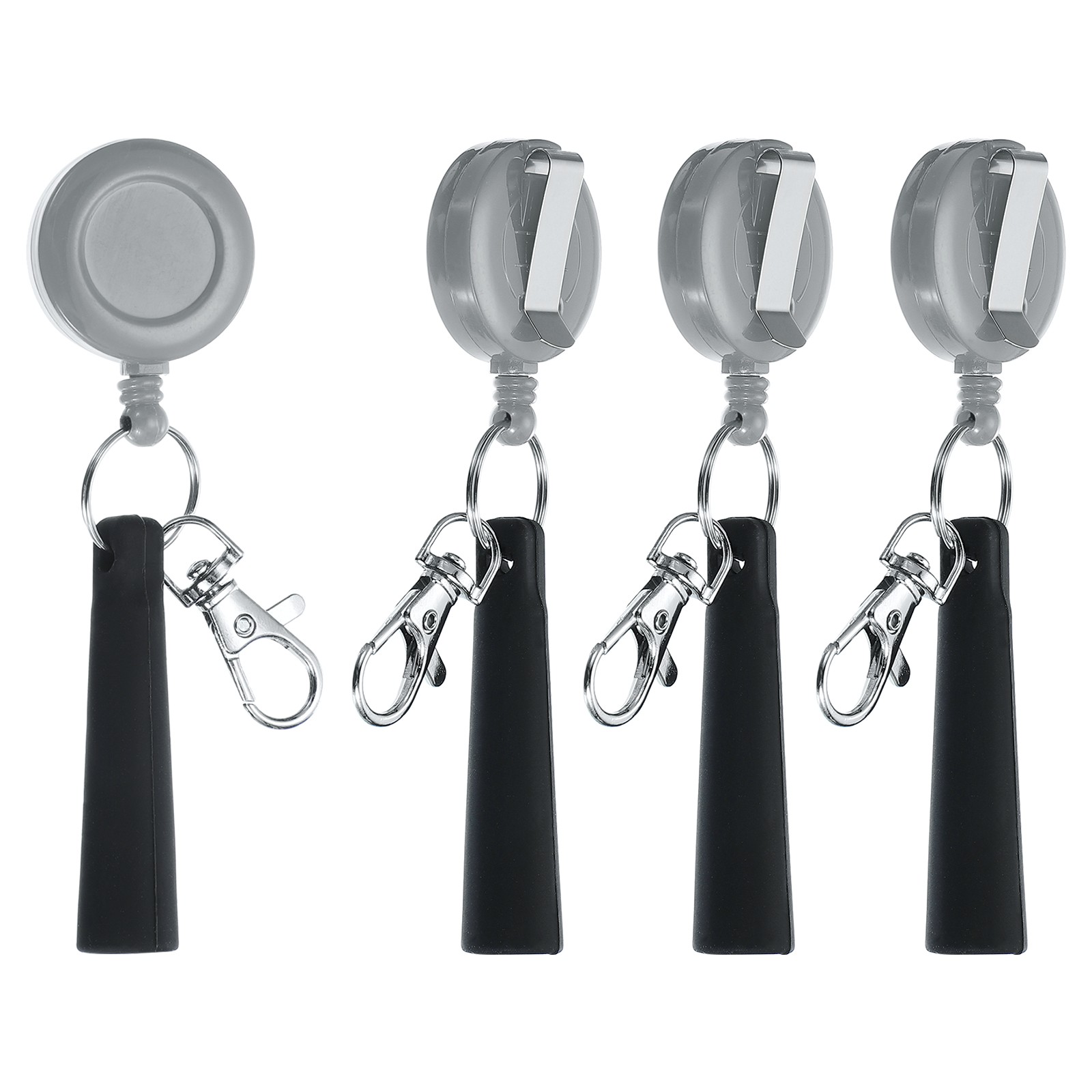 4Pcs Retractable Pen Holder Pull Pen Pencil Holder Elastic Silicone Gray