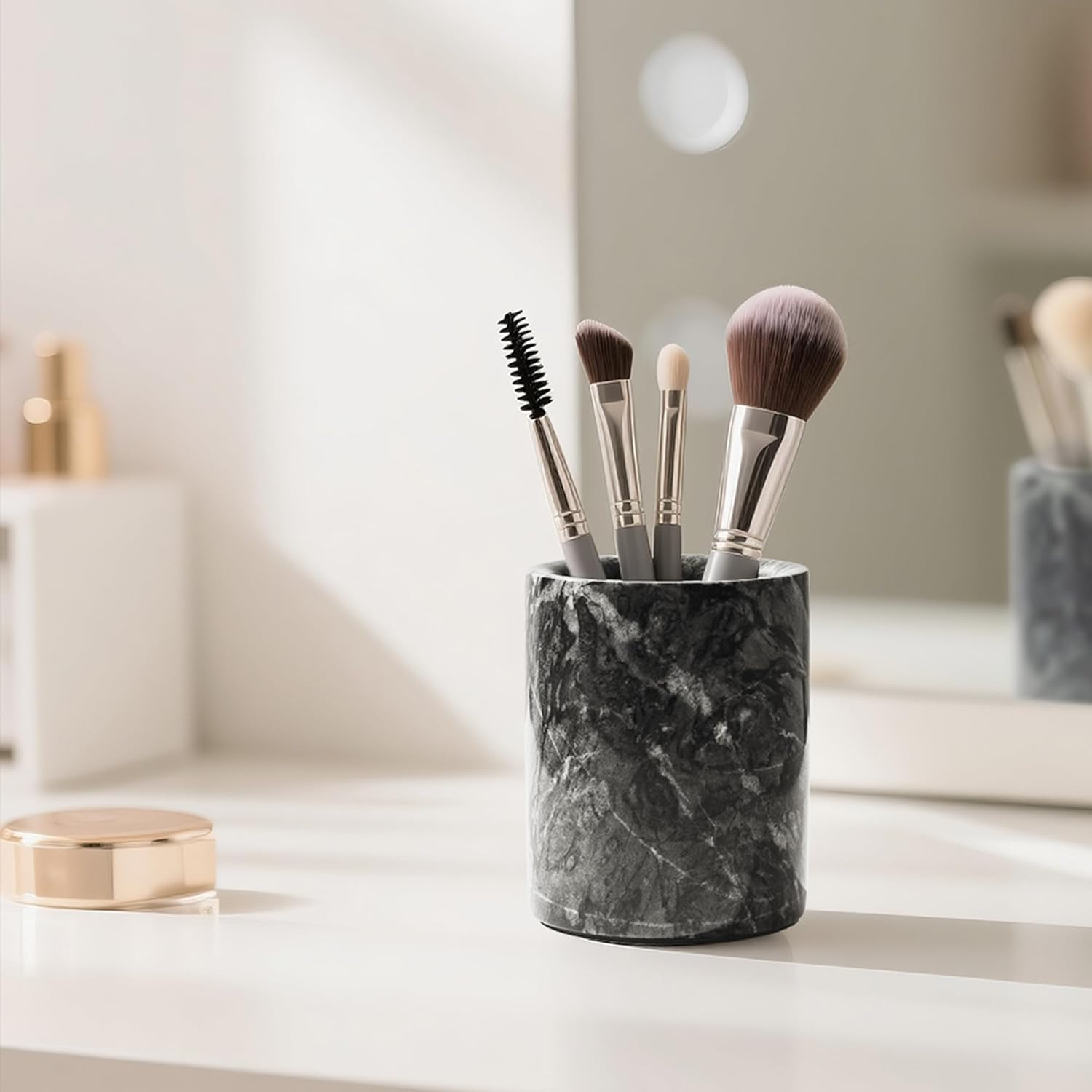 Pen Holder Stand Italy Natural Premium True Marble Makeup Brush Holders, Tablewa