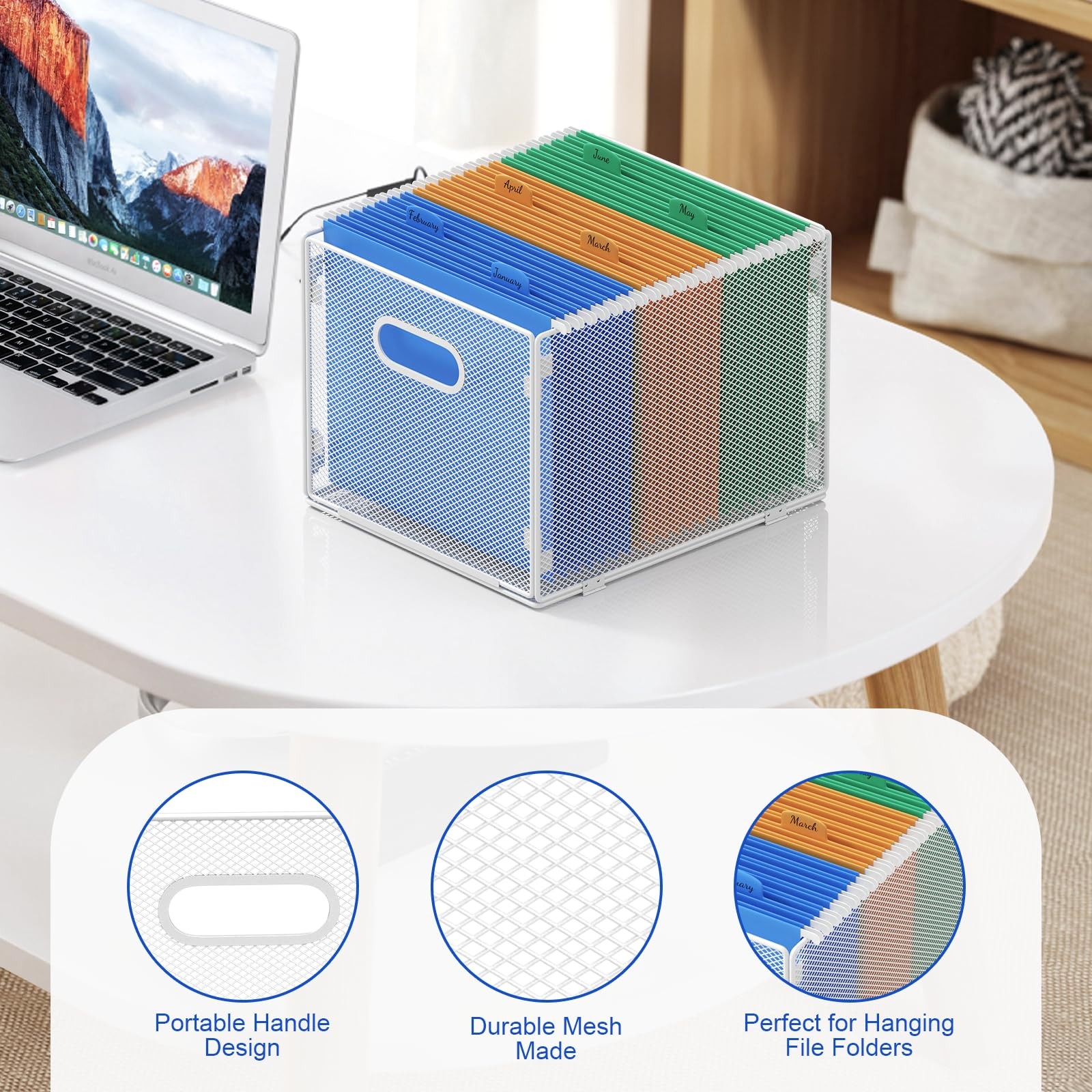 Samstar Hanging File Organizer, Mesh Folder 1 Pack White, White