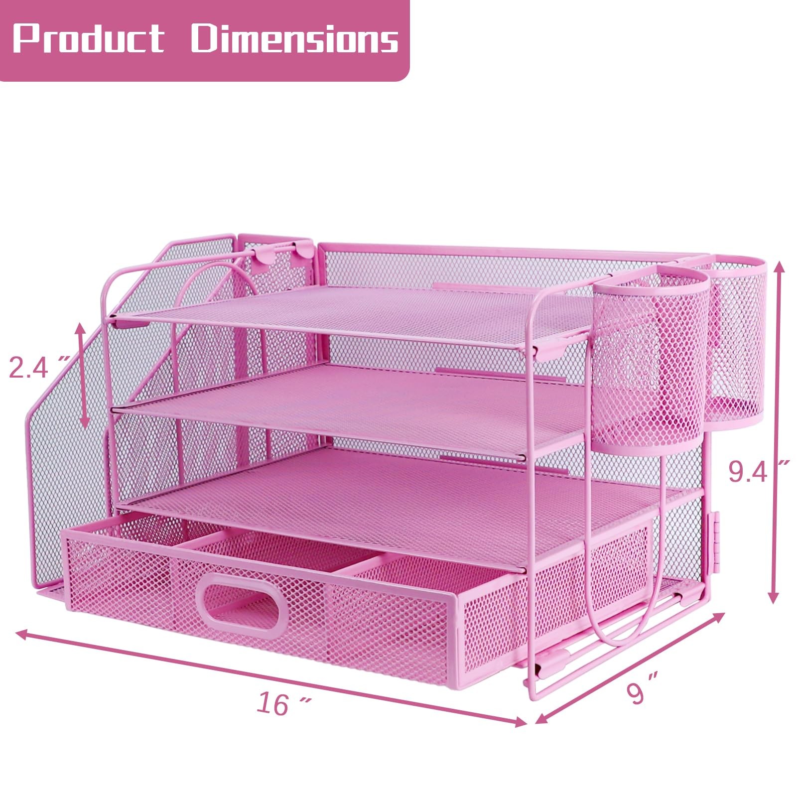 Desk Organizers and Accessories with File Holder, 4-Tier Paper Letter Tray Or…