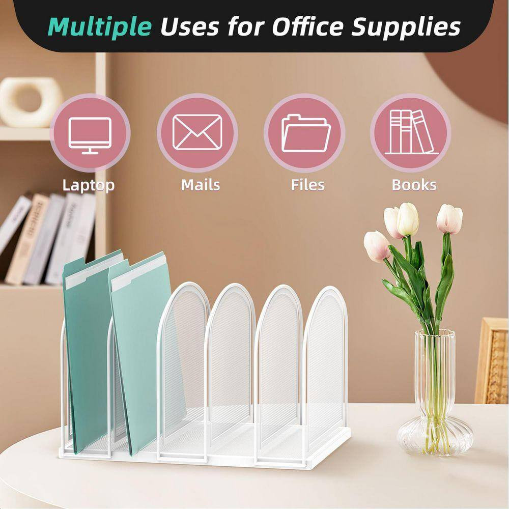 7.87 In. X 12.2 In. File Organizer for Desk, 5-Section Mesh Desk Organizer, Vert