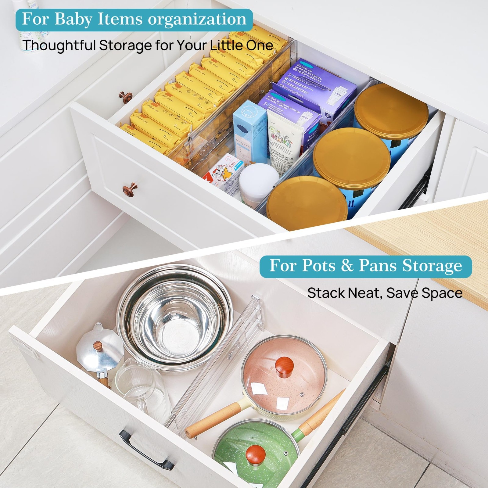 4 Pack Adjustable Drawer Dividers 6″ Tall, Expandable Organizers for Deep Drawer