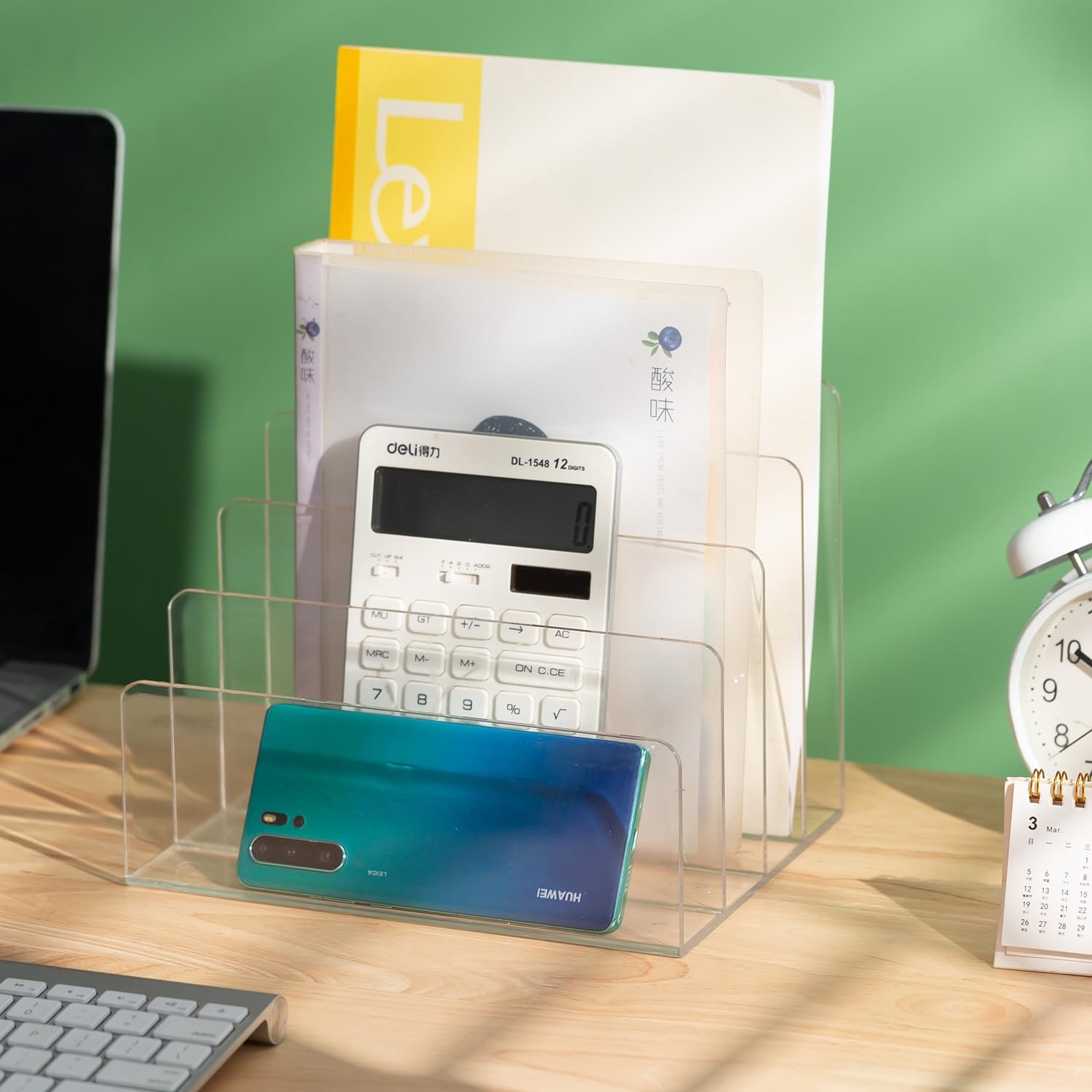 File Organizer for Desk, Mail Organizer Countertop,Sooyee 4-Section File Holder