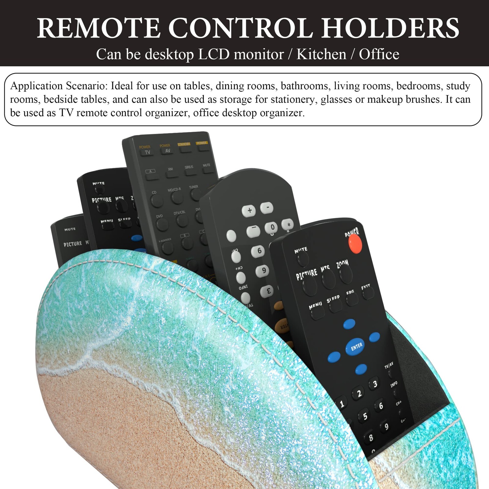 Remote Control Holder, PU Leather Remote Caddy Desktop Organizer with 5 Spaci…