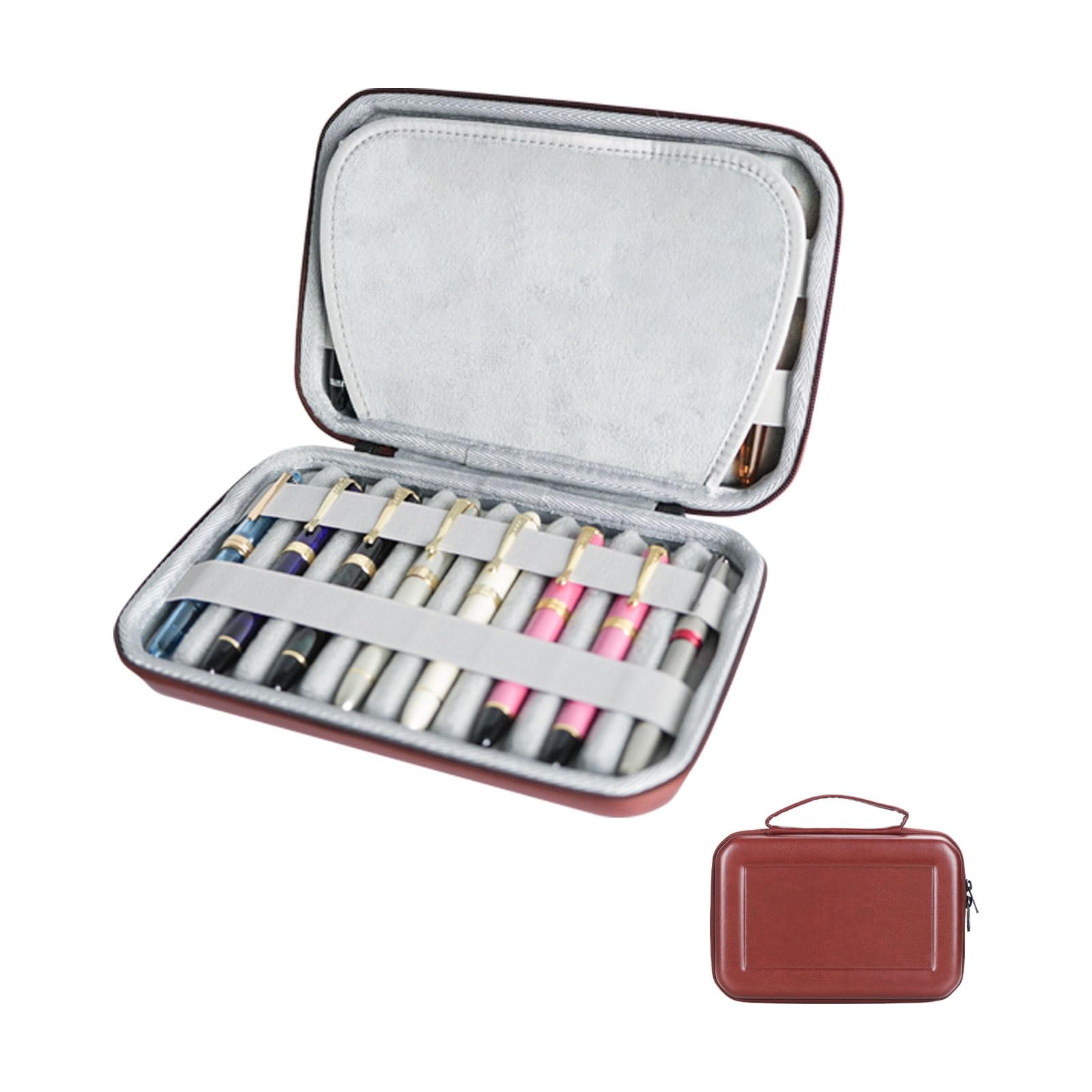 PU Leather 16 Slots pen case/boxes， Pencil Tray Case Organizer,Handmade Displ…