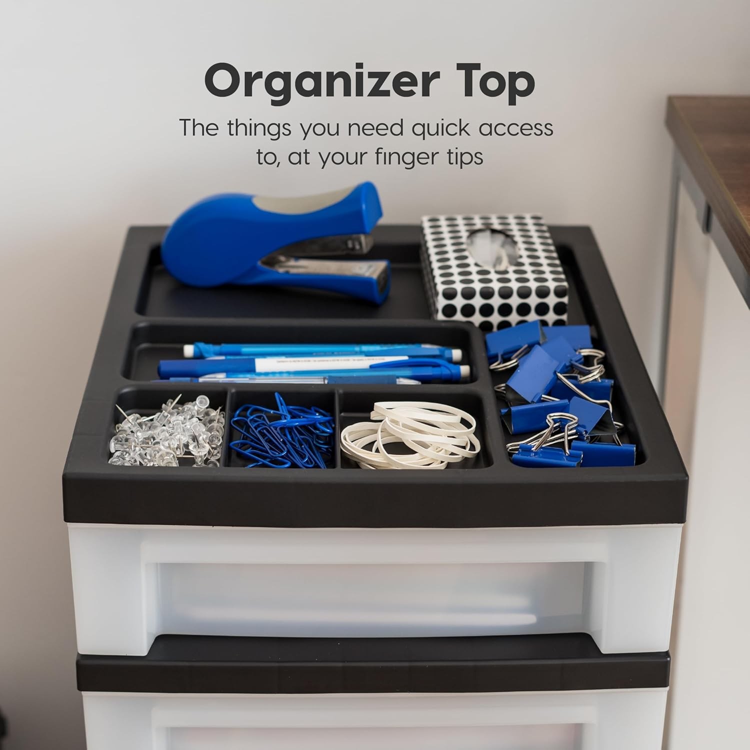 USA Plastic Drawer Storage Organizer Rolling Cart, with Wheels Casters