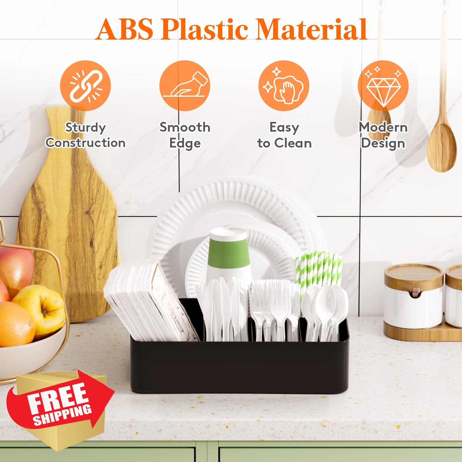 Lifewit paper plate organizer black