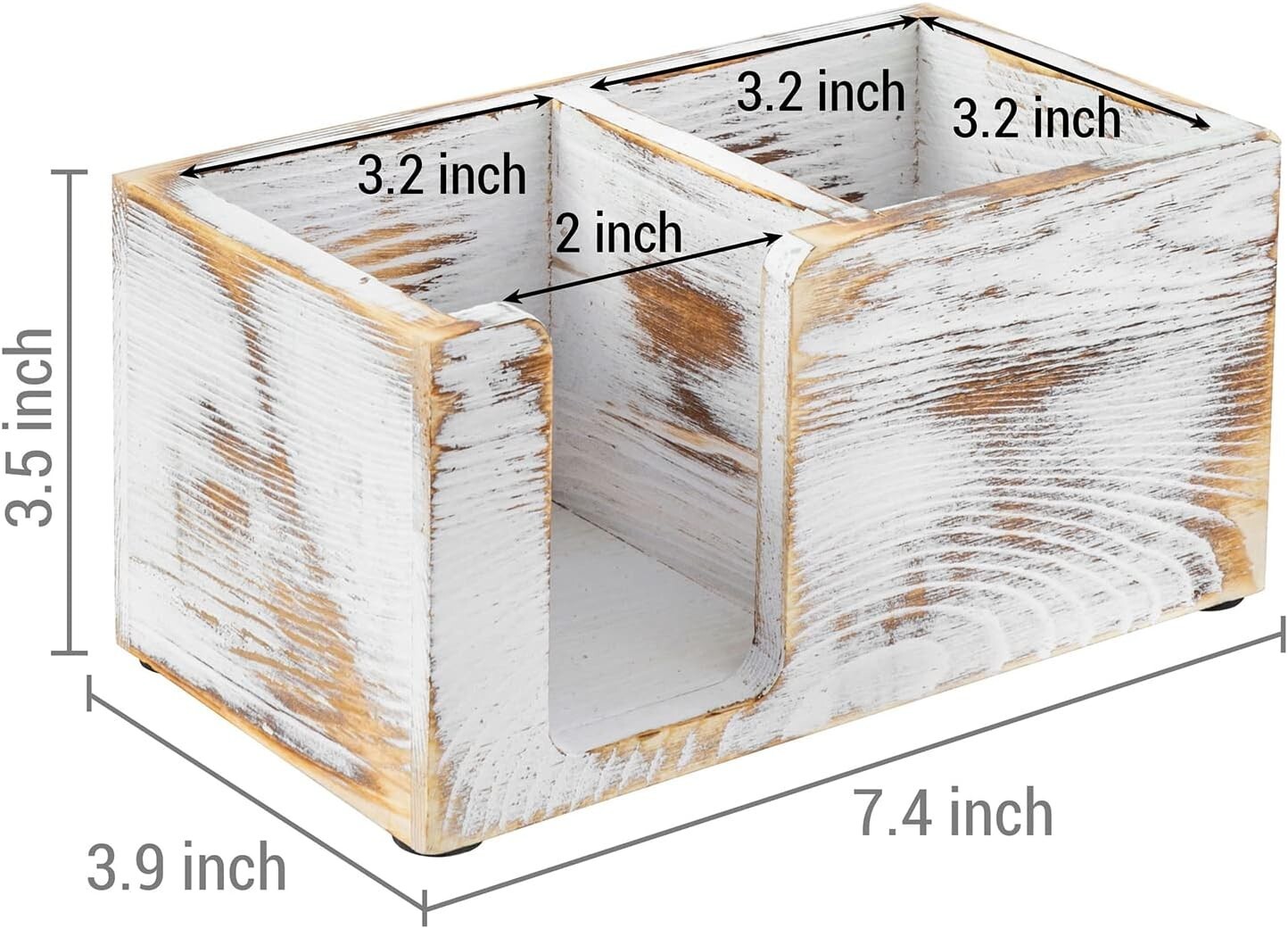 White Wood Sticky Note and Stationery Holder Stand, Office Desktop Storage Caddy