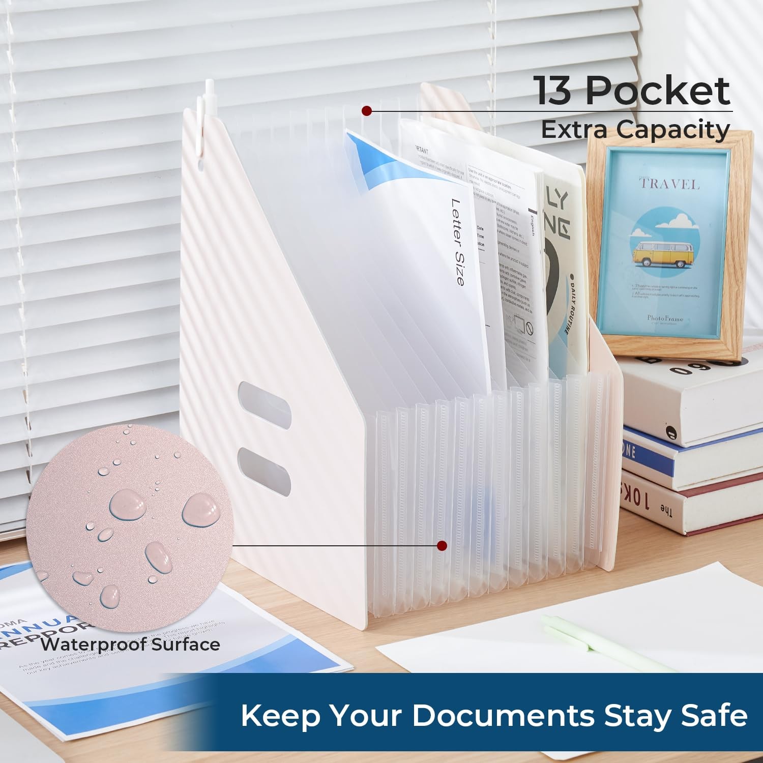 2 PCS Expanding Magazine Holder 13 Pockets Portable Desktop File Organizer