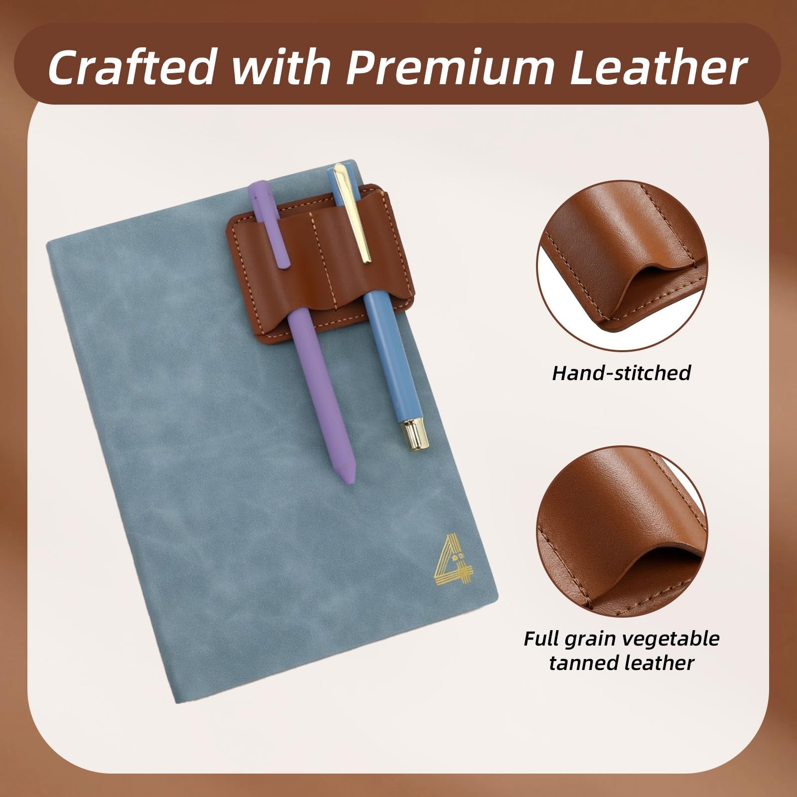 Leather Pen Holder for Notebook 2.9 x 2.3Inch Pen Holder Clip Double Slot Pen…