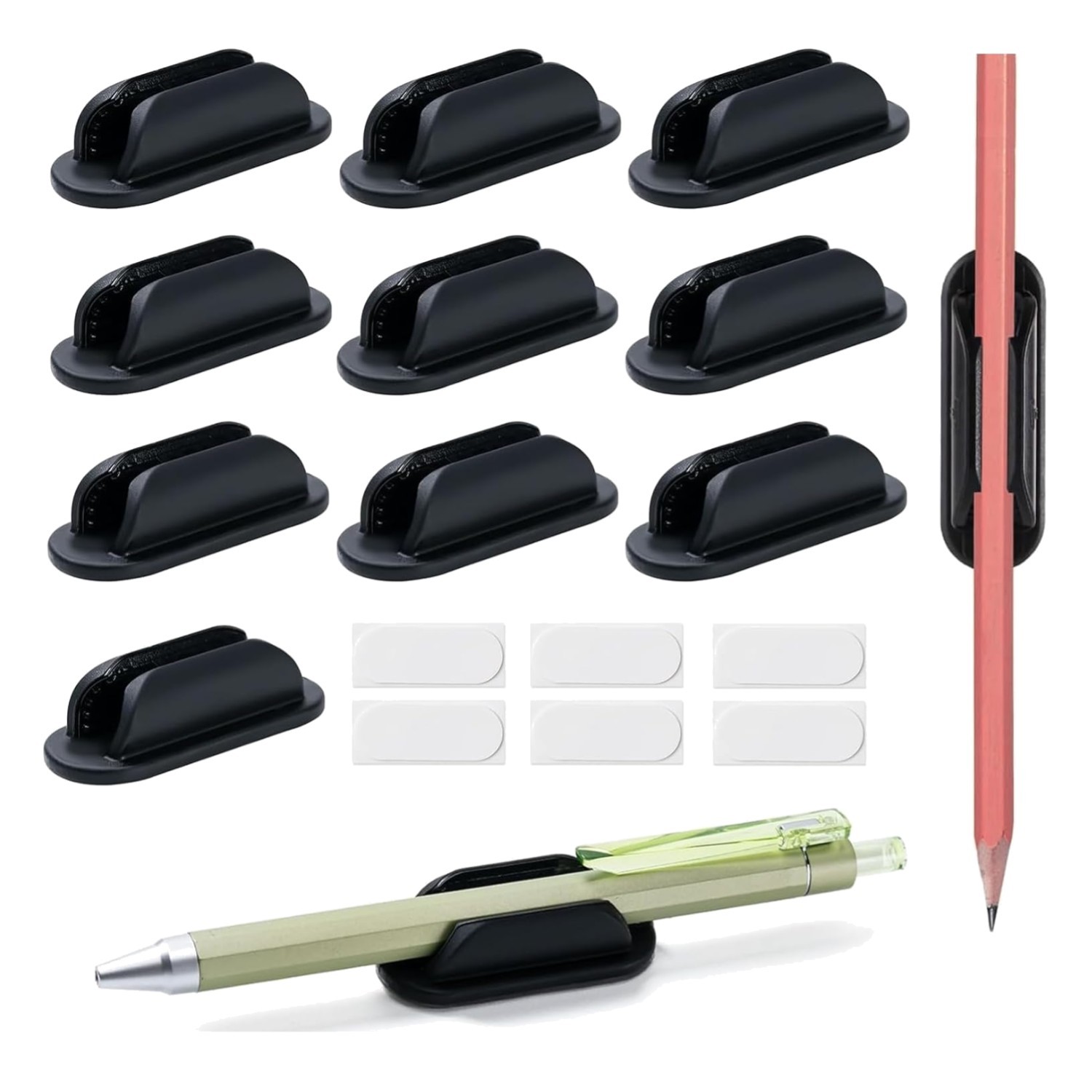 10 Pack Adhesive Pencil Holders for Desk,Silicone Flexible Pen Holder for Wal…
