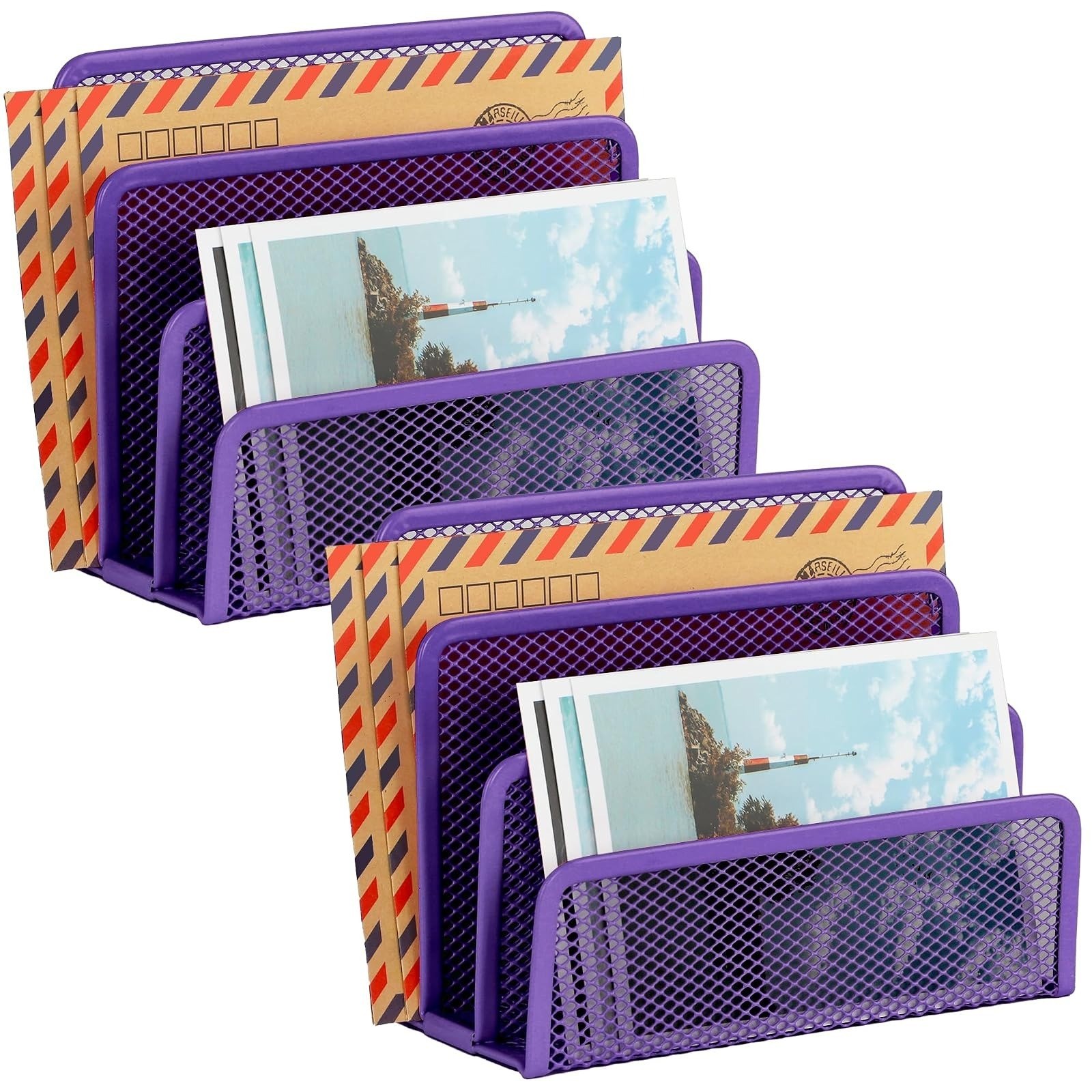 EASEPRES Desk Mail Organizer – Metal Mesh Letter Sorter with 3 Compartments