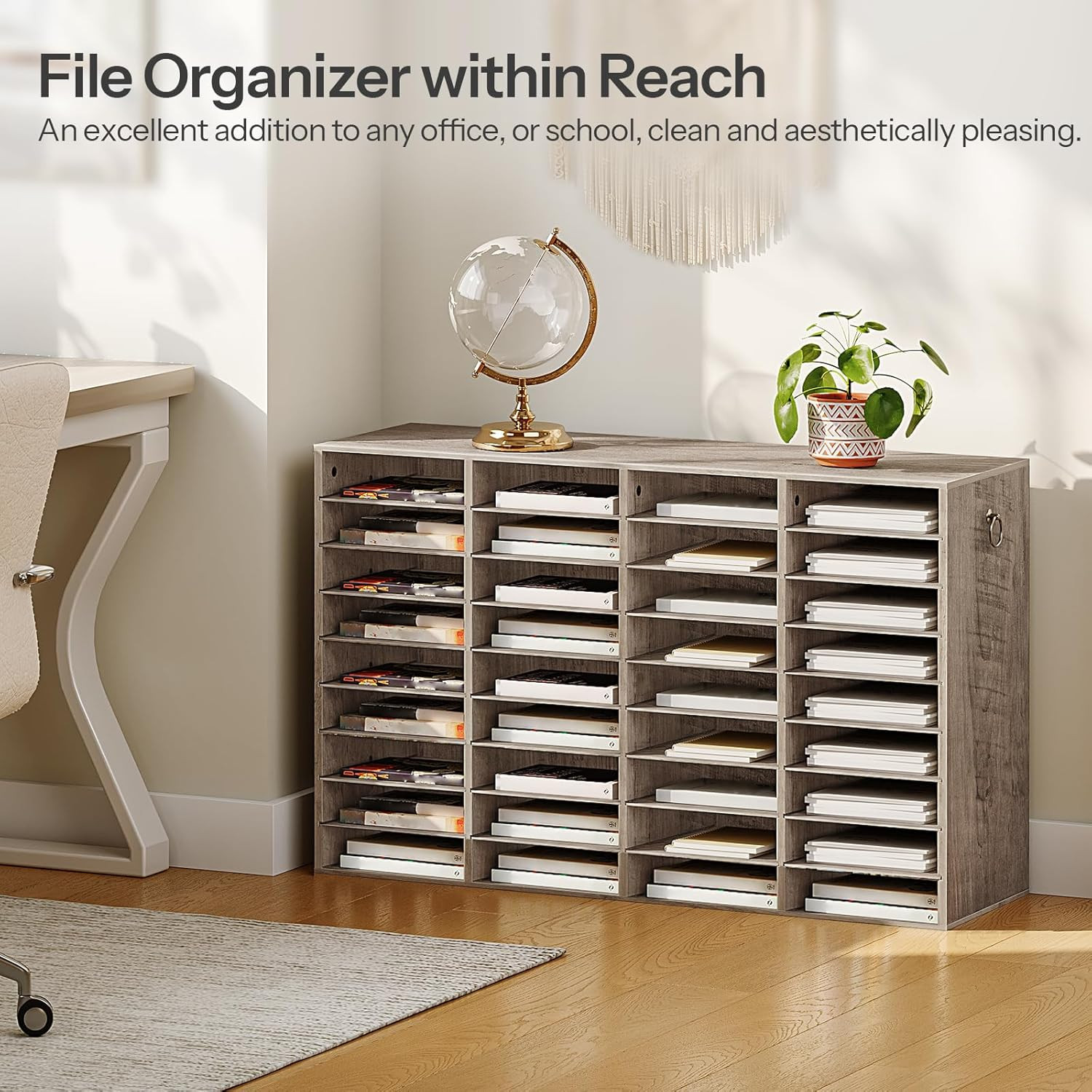 HOOBRO Wooden Literature Organizer, 36-Slot Mail Sorters, Removable Classroom Ma