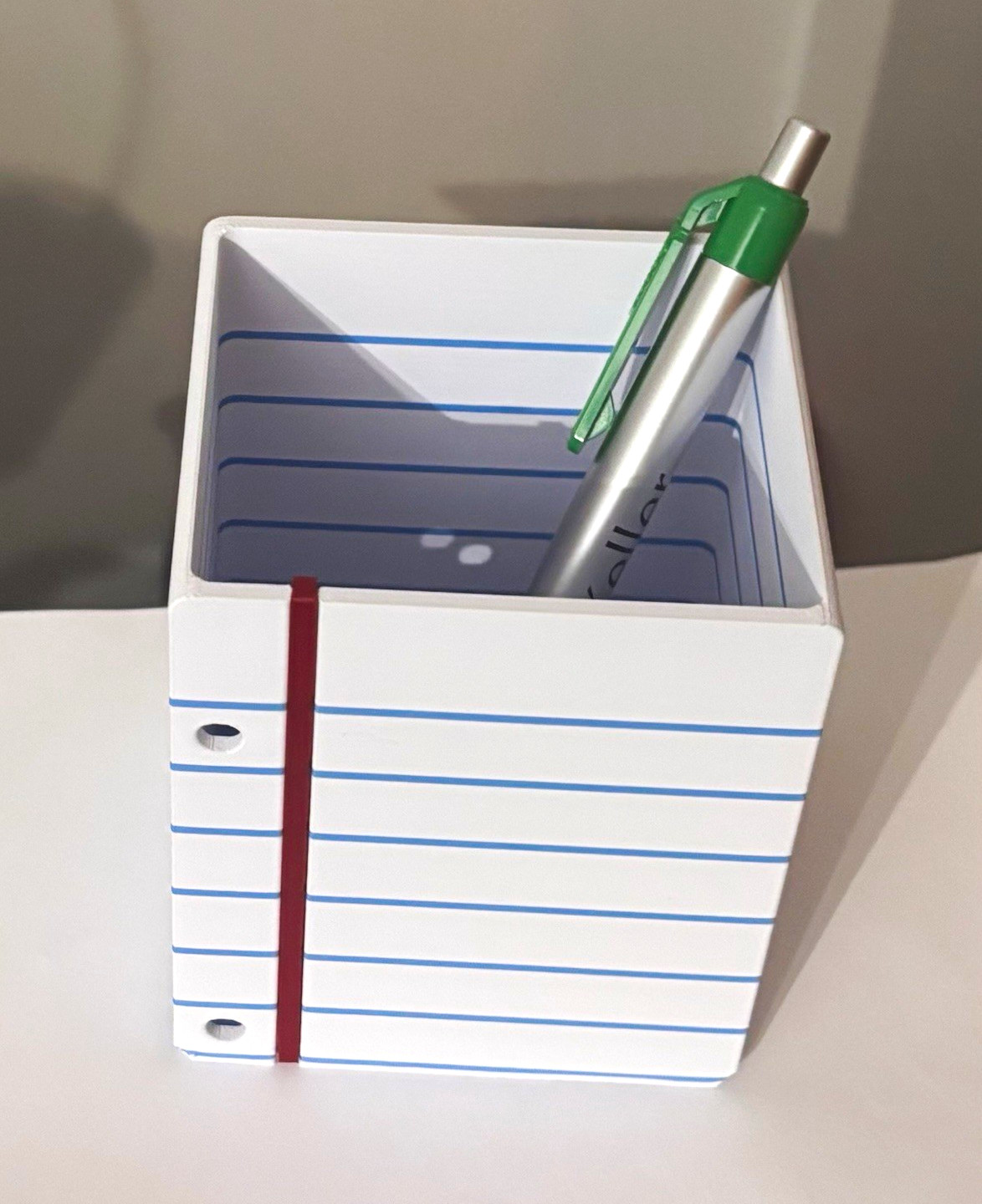 3D Notepad Design Plastic Pencil Holder Desktop Desk Organizer White Lined Paper