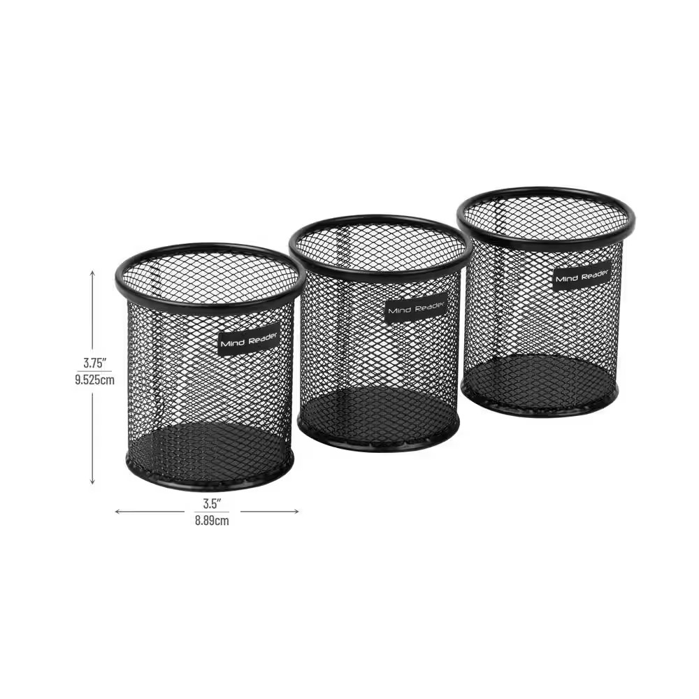 Pen and Accessories Holder, Desktop Organizer, Office, Metal Mesh, 3.5 In. L X 3