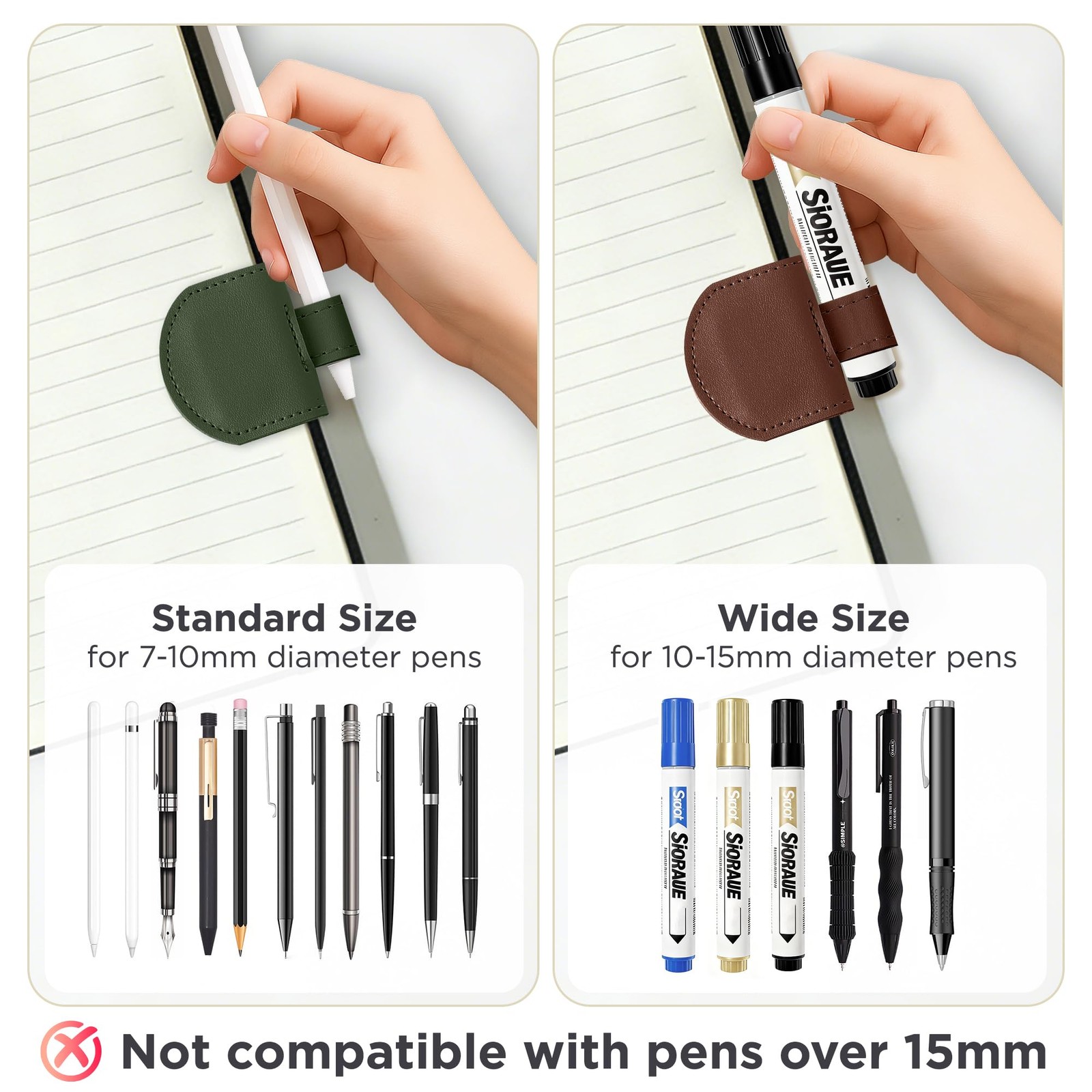 3 Pcs Dark Color Magnetic Pen Holders for Notebook Standard Size