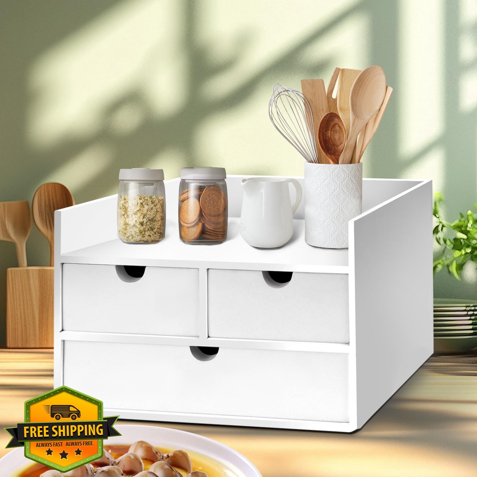 Charmewooden Desk Organizer White shelf