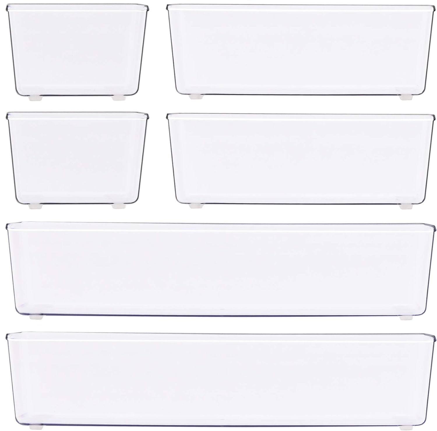 Clear Desk Organizer Office Storage Bins Drawer Dividers Assorted Sizes
