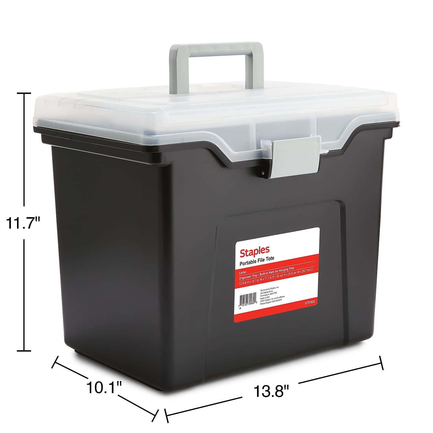 STAPLES File Folder Tote, Portable Filing Box for Letter SIze 1 Pack, Black