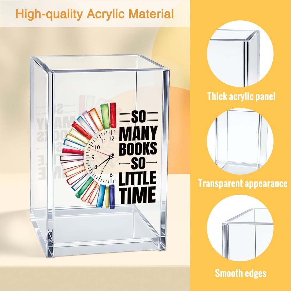 So Many Books So Little Time Acrylic Cosmetic Pencil Pen Holder Cup, Funny Bo…