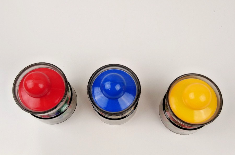 VTG 1970’s Space Age Jars With Office Supplies Acrylic Red Yellow Blue