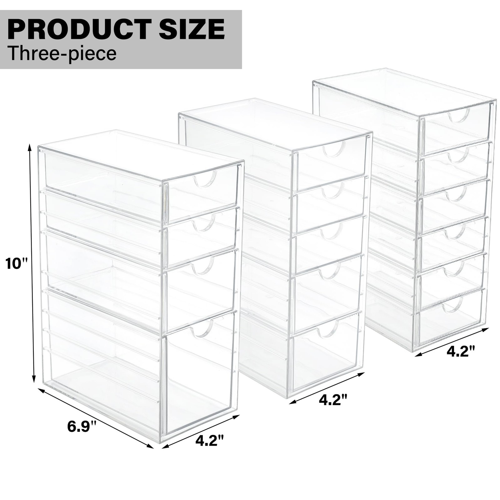 Prsildan Acrylic Drawer Organizer with 15 Drawers, Makeup Craft Transparent