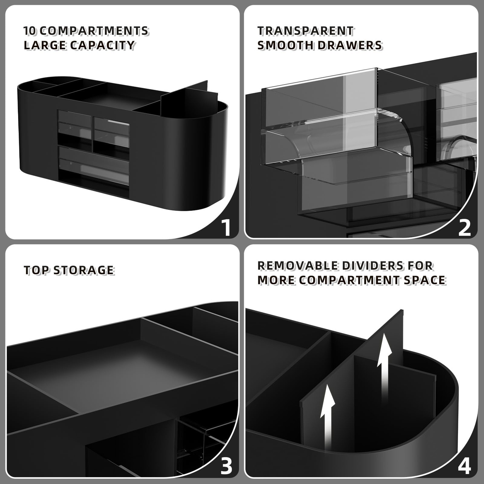 Marbrasse Desk Organizer Pen Holder with 3 Drawers, Multi-Functional Black