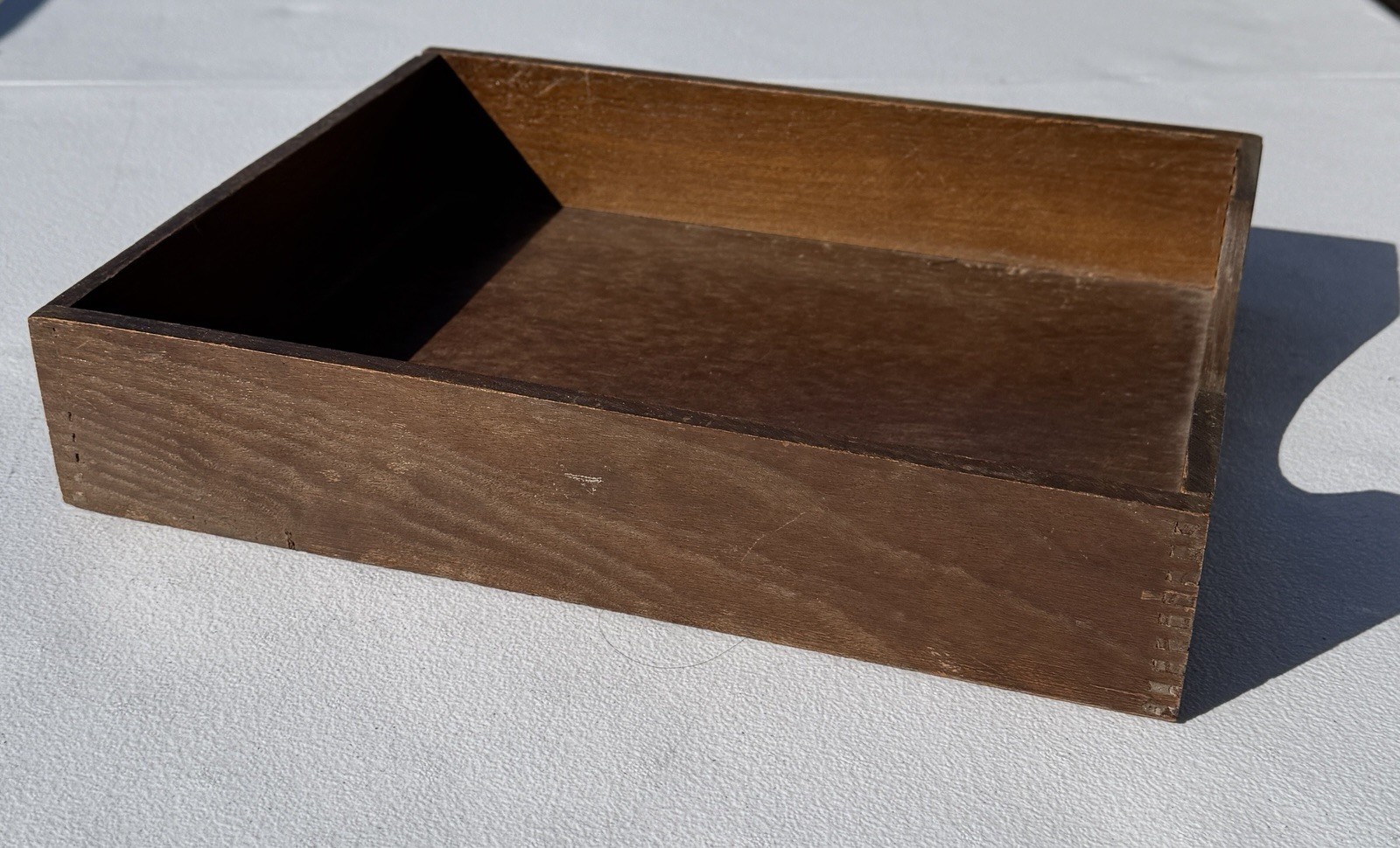 VINTAGE MCM WALNUT DOVETAILED WOODEN LETTER TRAYS SET OF 2 OFFICE PAPER FILES