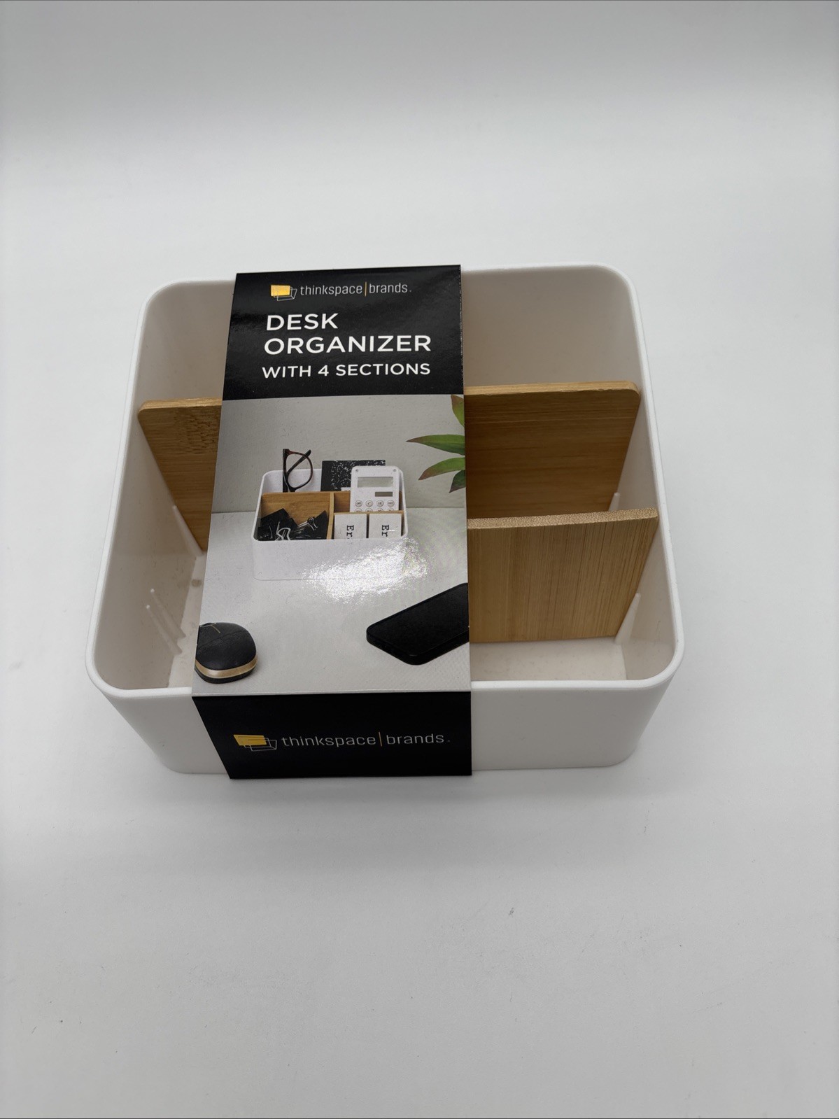 Thinkspace Desk Organizer 4 Compartment Storage White, NEW 7.3″ x 6.2″ x 3.8″