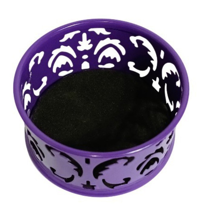 Purple Desk Organizer Set – Perforated Metal Pencil Cup, Card Holder & Clip Cup