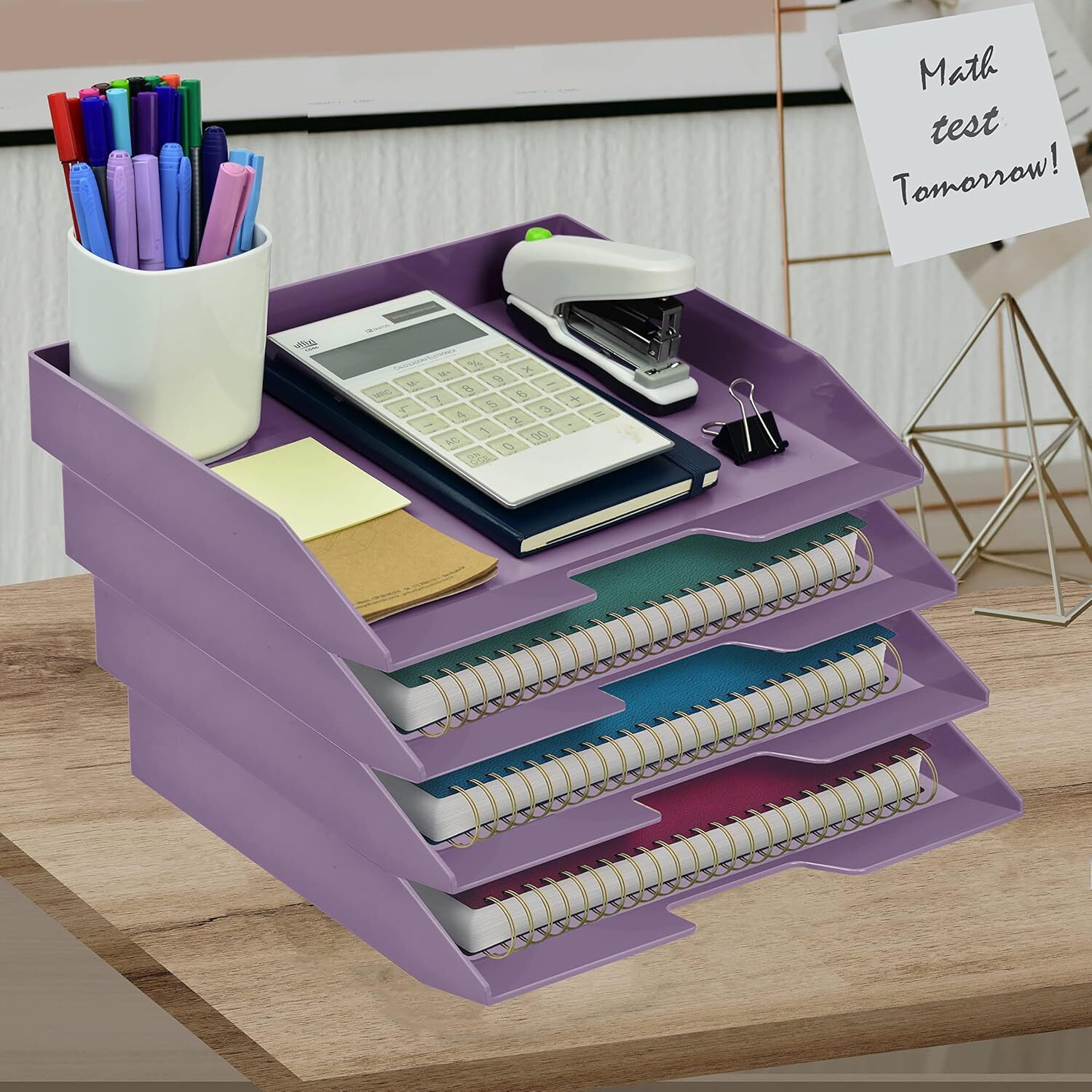 Acrimet Stackable Letter Tray 4 Tier Side 4 tier letter size, Solid Purple