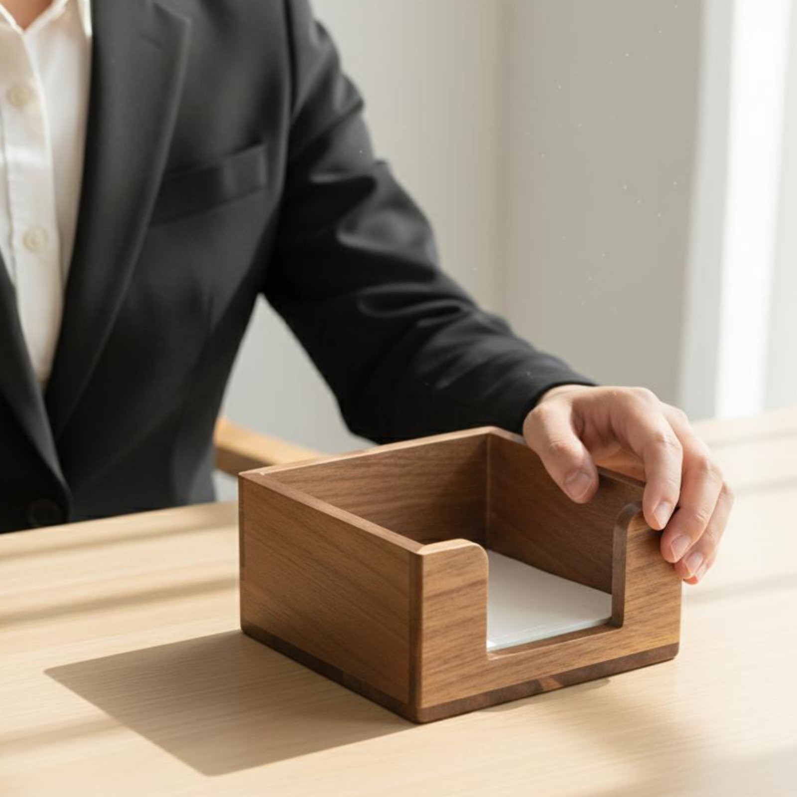 Wooden Napkin Holder No Assembly Required Wooden Business Card Box Easy to