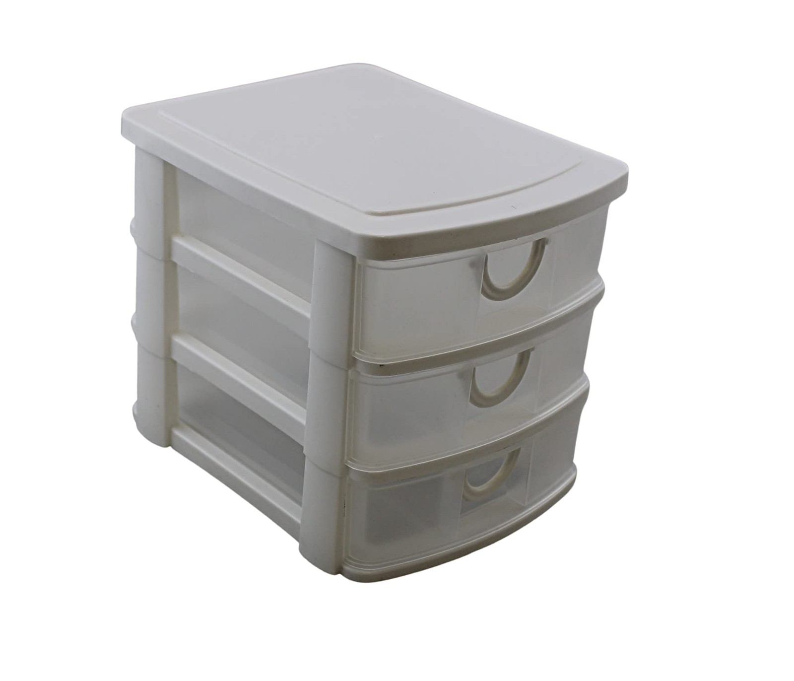 3 Drawer Mini Plastic Organizer Valet Makeup HBA Cosmetics Arts & White